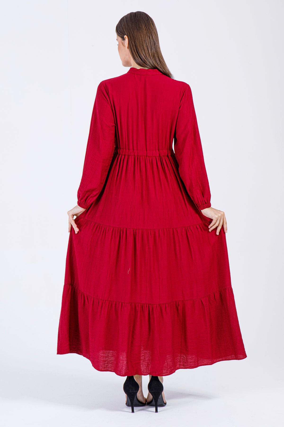 Sahar Tiered Maxi Dress – Ruby Red