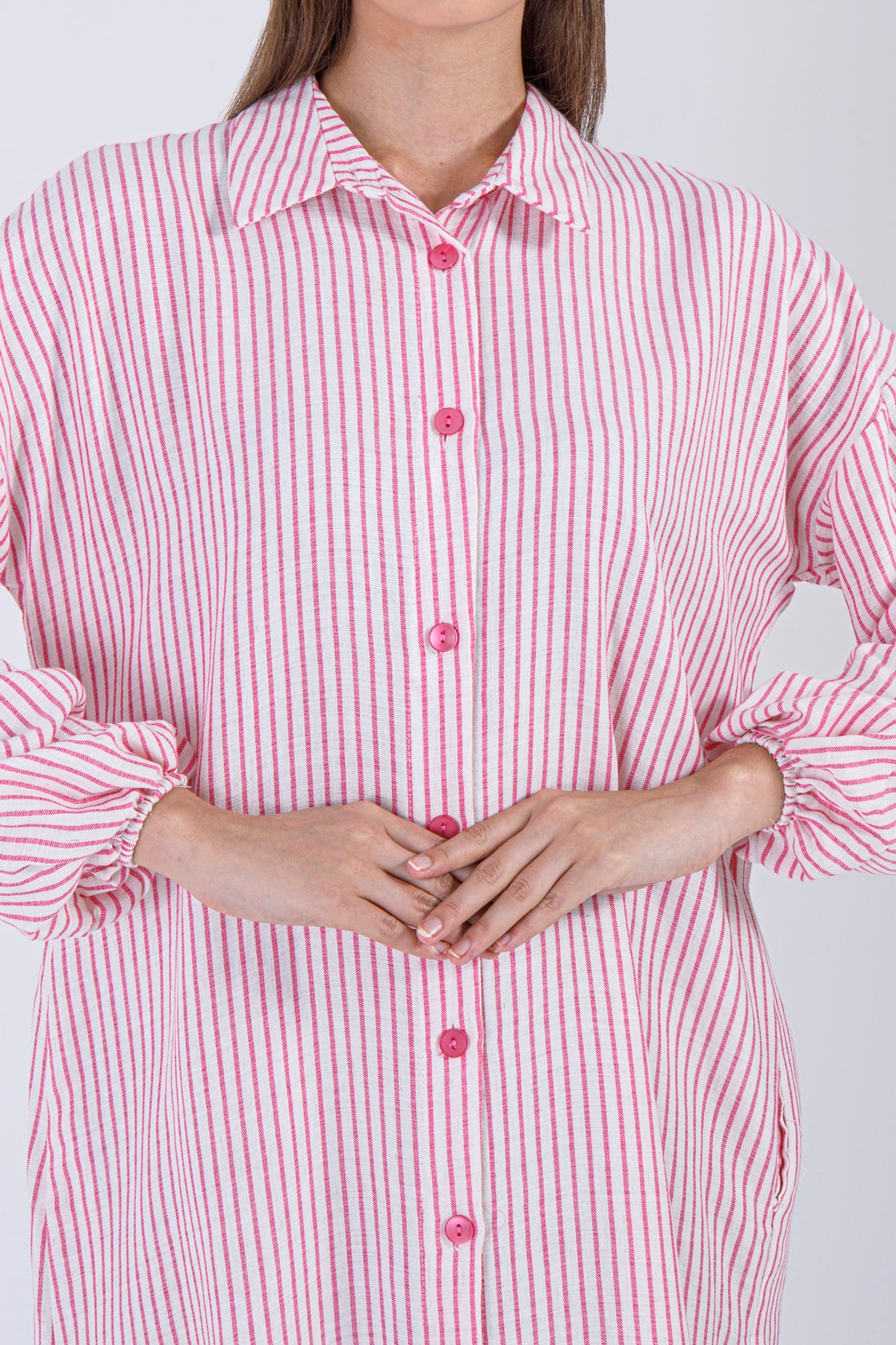 Ayla Striped Button-Down Dress – Pink & White