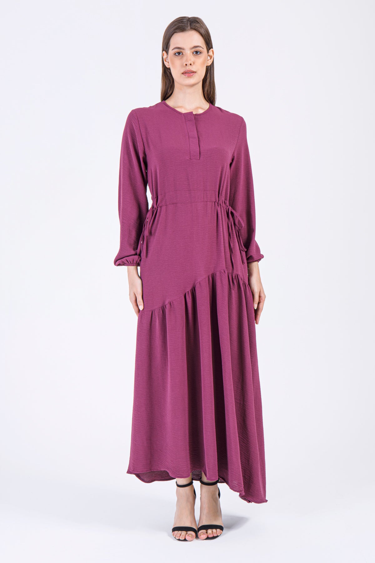 Asya Drawstring Maxi Dress – Plum