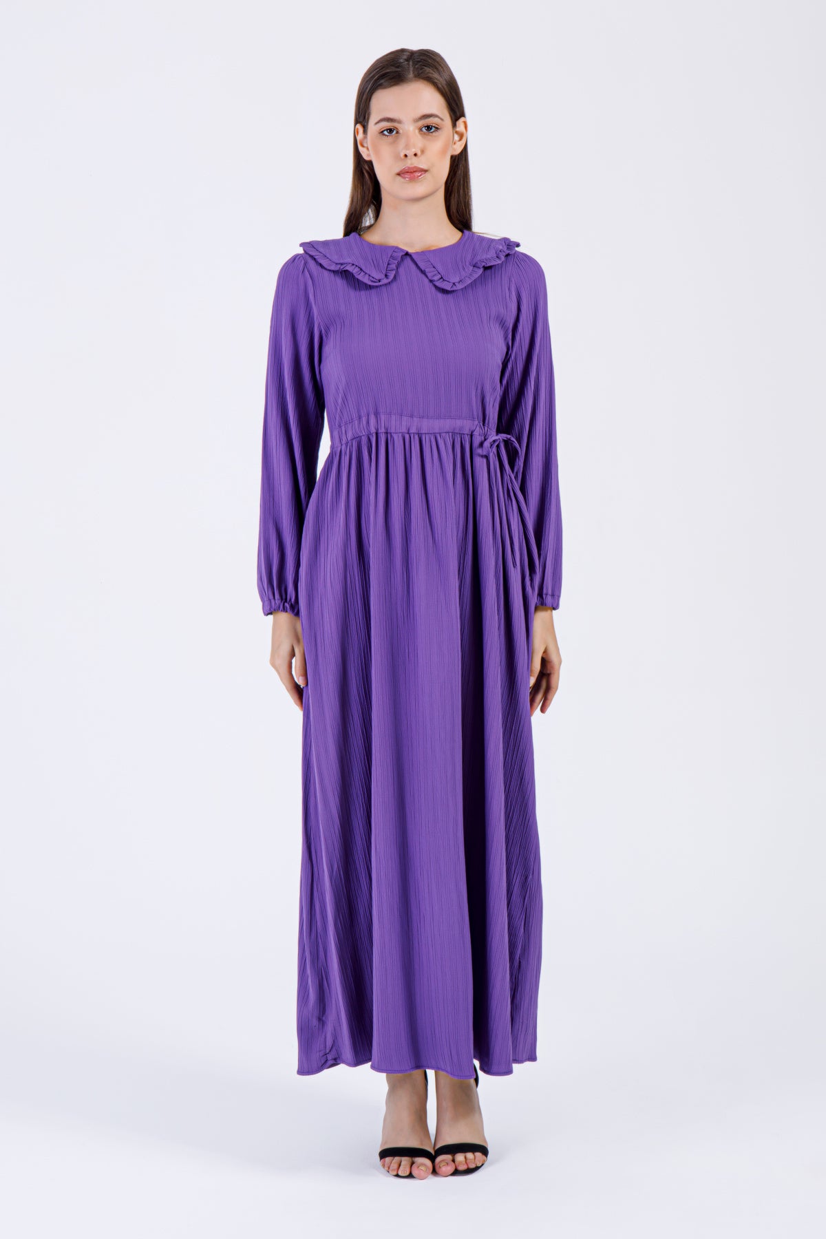 Amira Ruffle Collar Maxi Dress – Purple