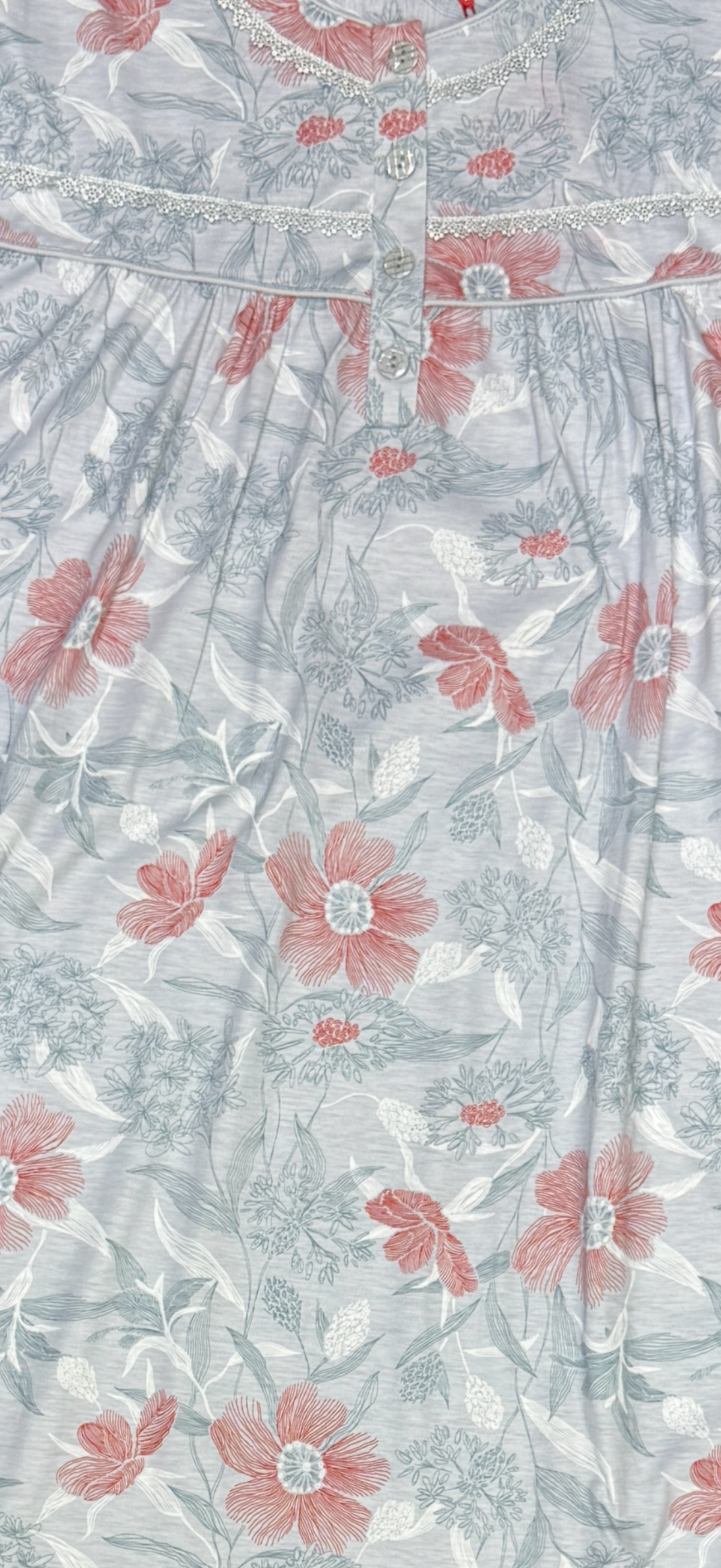 Mirelle – Soft Grey Floral Nightdress | Women’s Lace Sleepwear