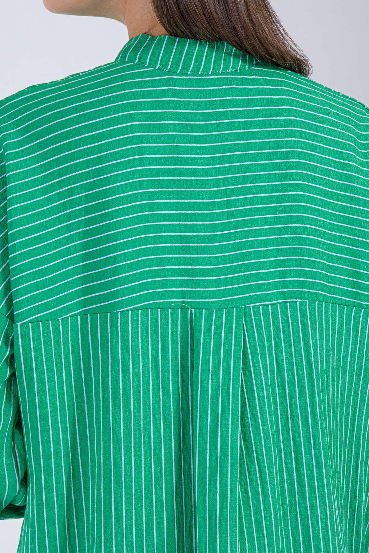 Safa Striped Shirt Dress – Emerald Green