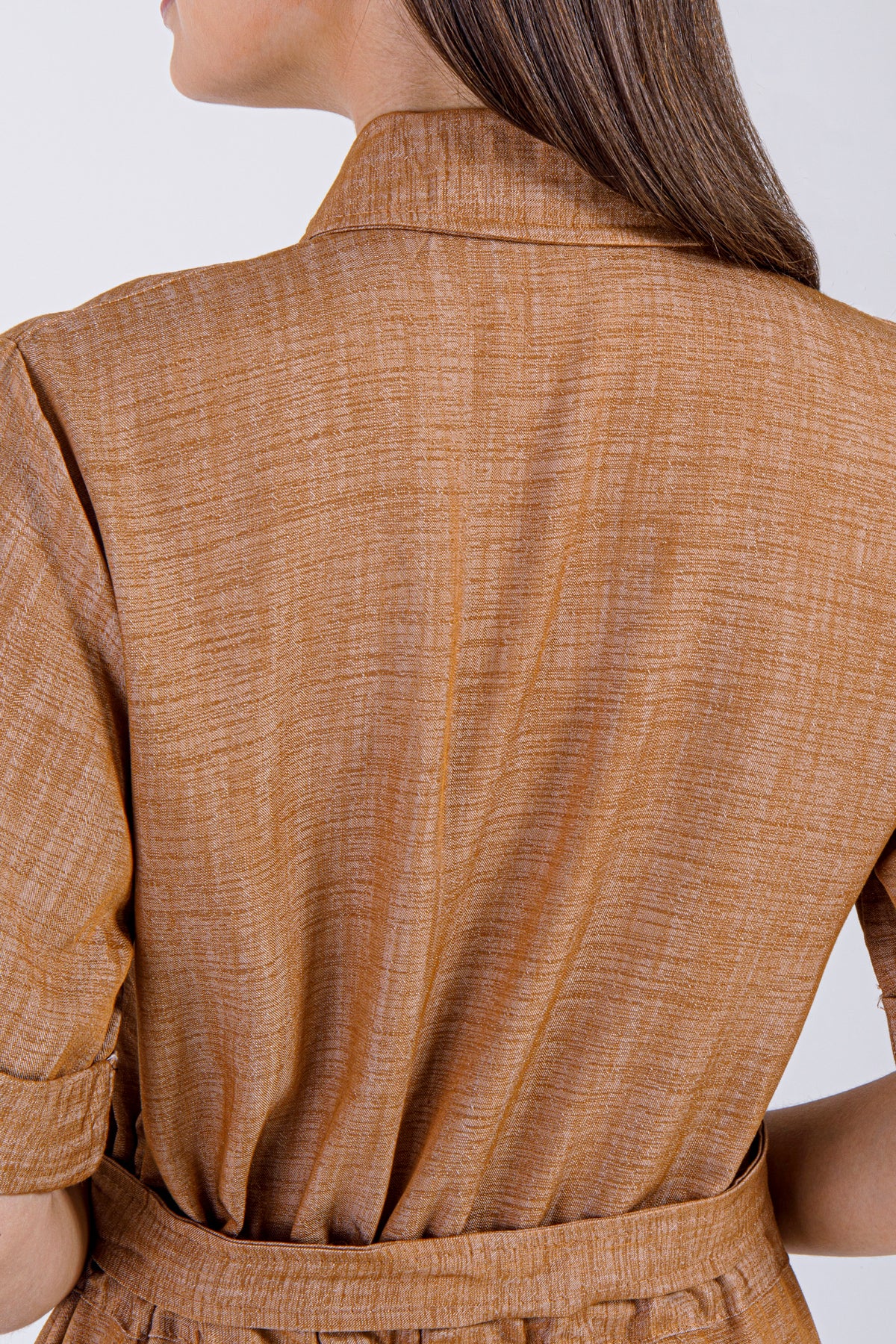 Sena Button-Down Dress – Caramel brown