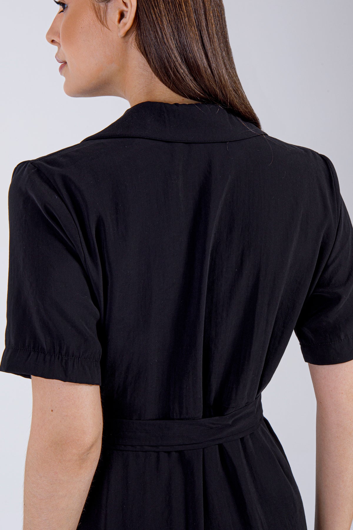 Samha Buttoned Shirt Dress – Black