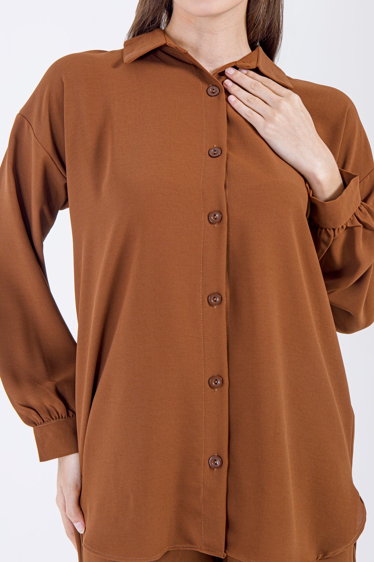 Lina Button-Down Coord Set – Olive Green
