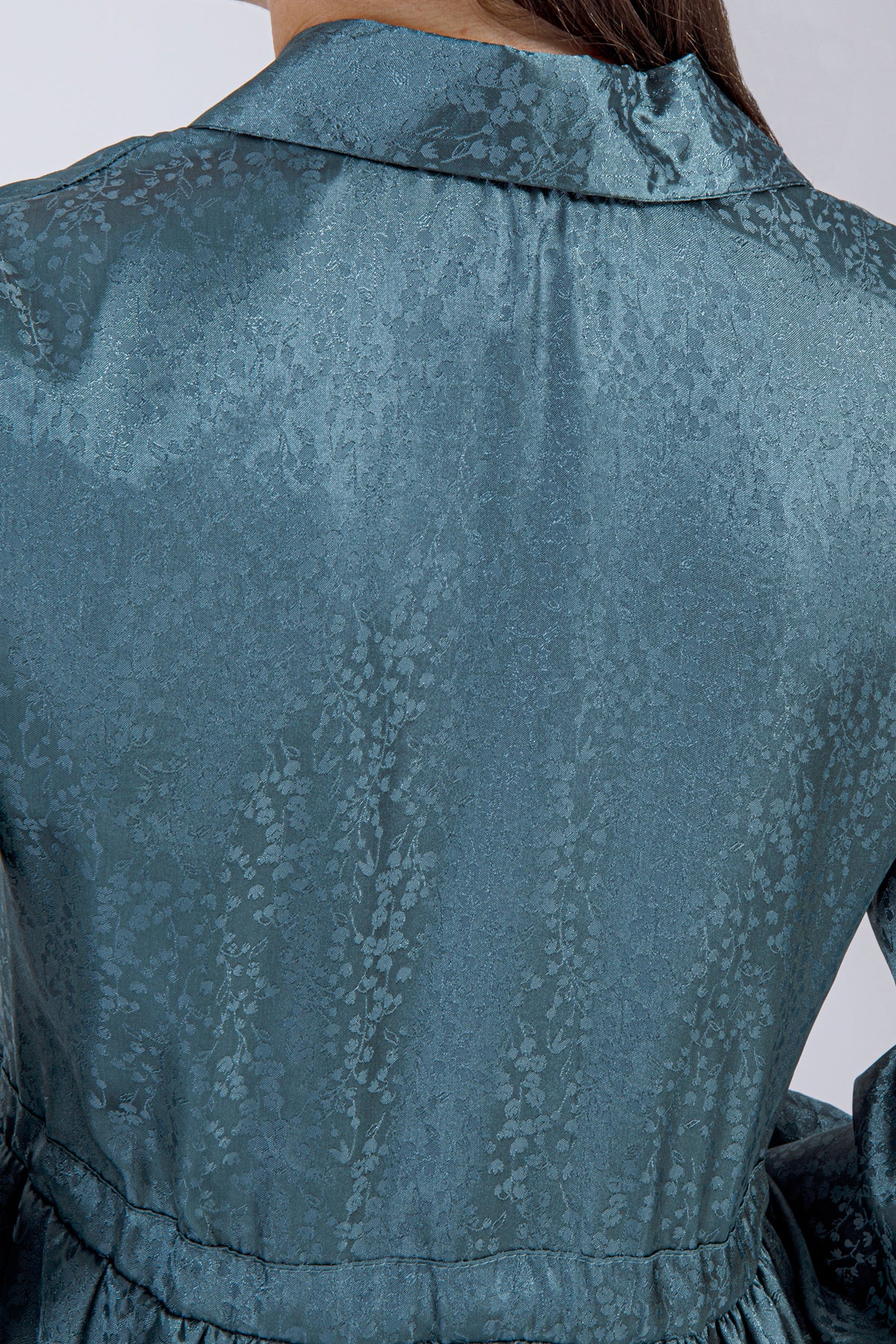 Emerald Satin Button-Down Maxi Dress