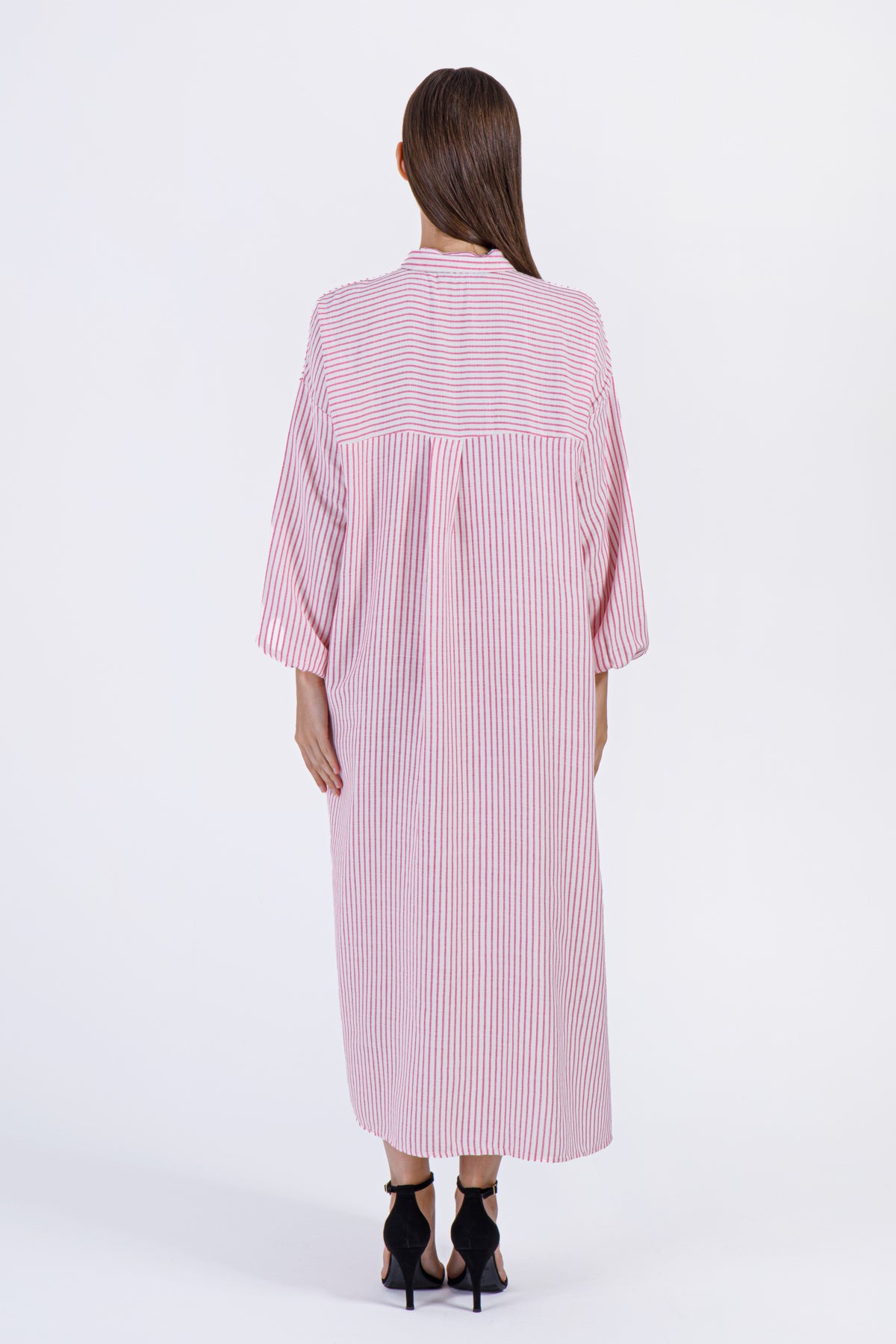 Ayla Striped Button-Down Dress – Pink & White