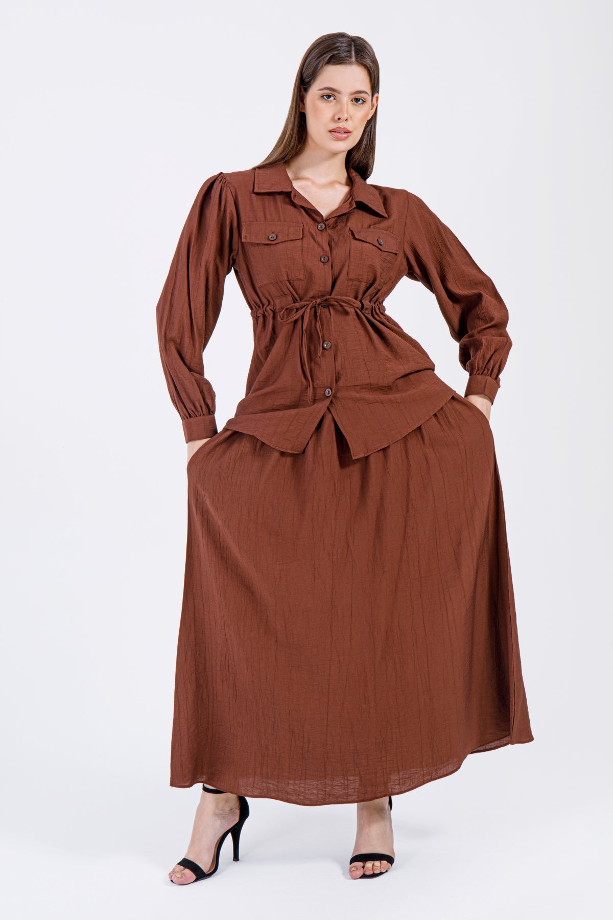 Noura Two-Piece Set – Chestnut Brown