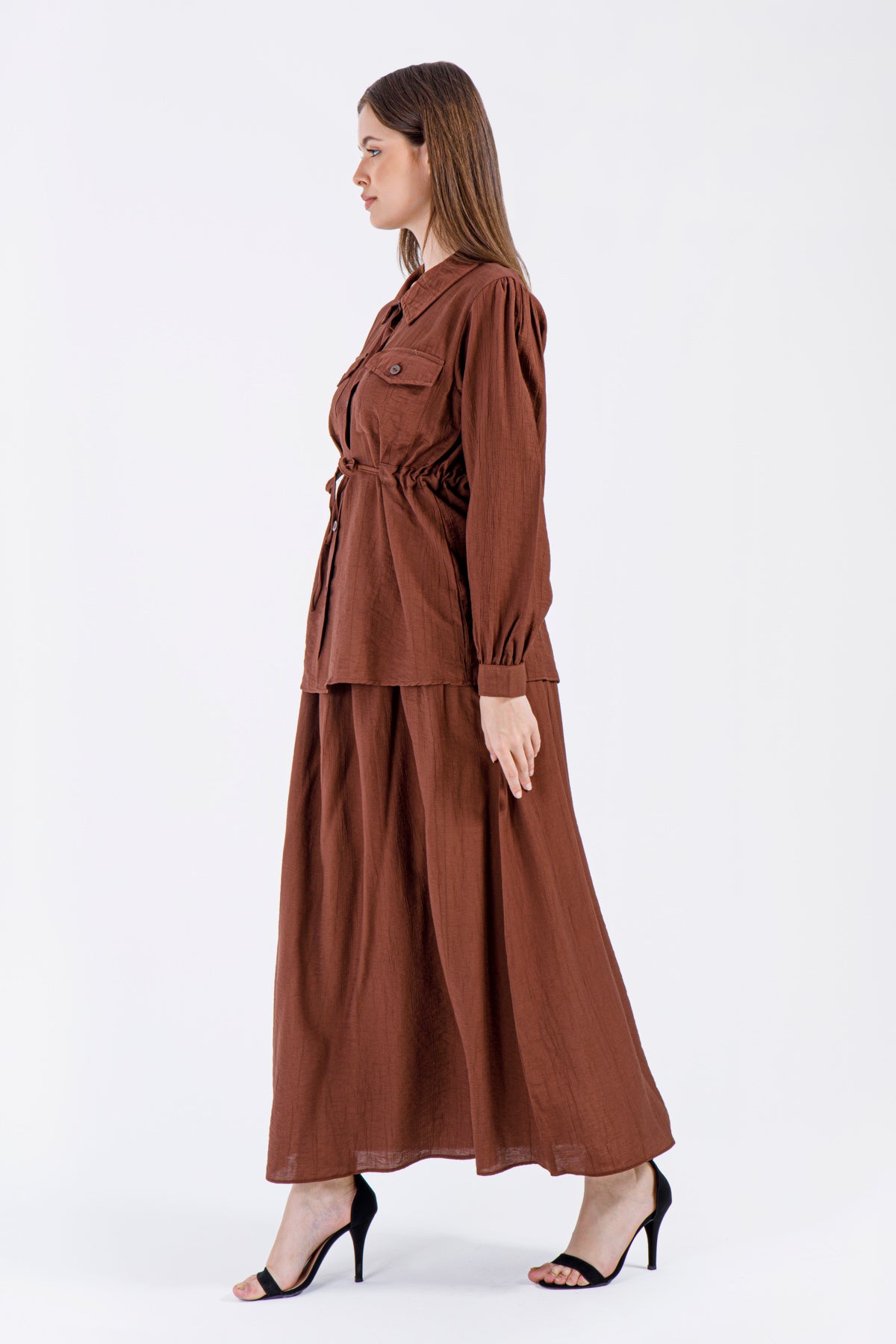 Noura Two-Piece Set – Chestnut Brown