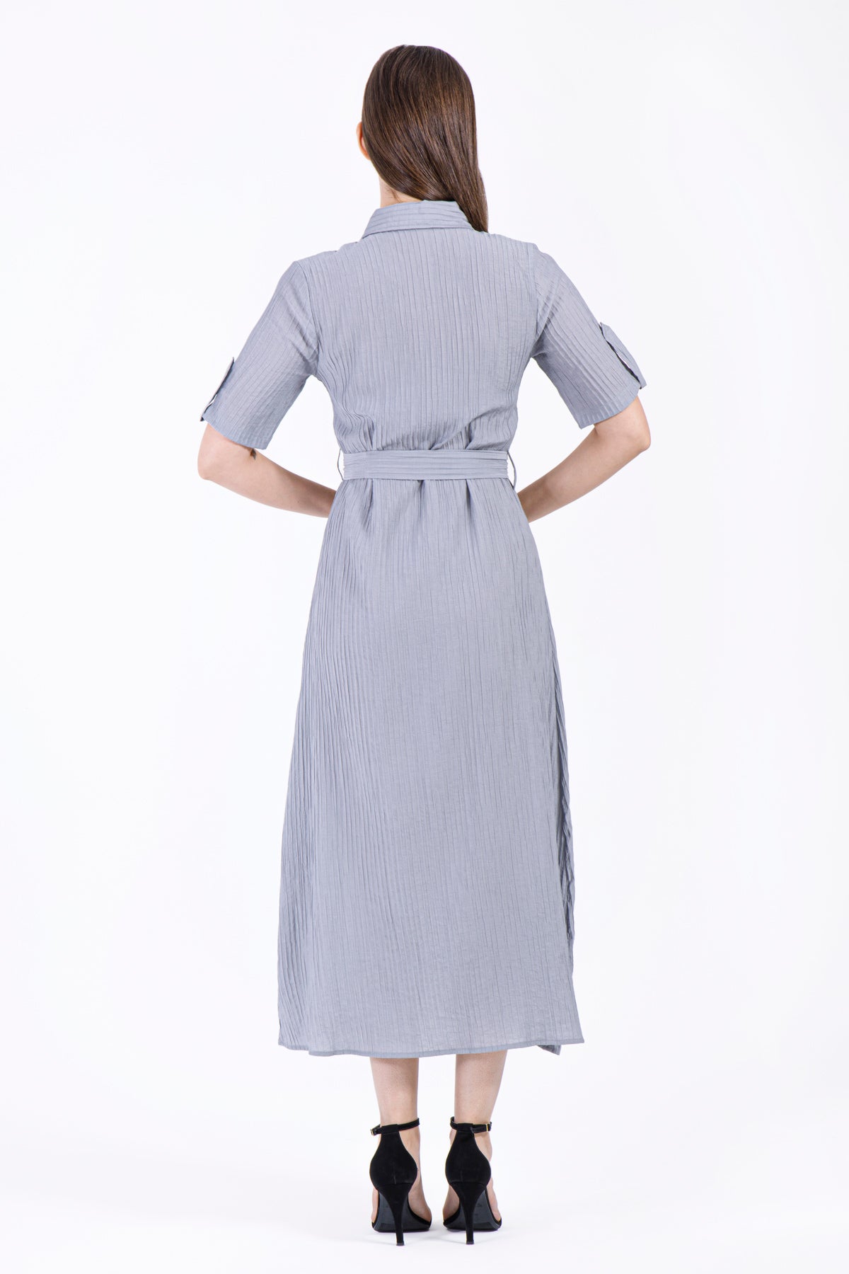 Liyana Button-Down Maxi Dress – Mist Grey