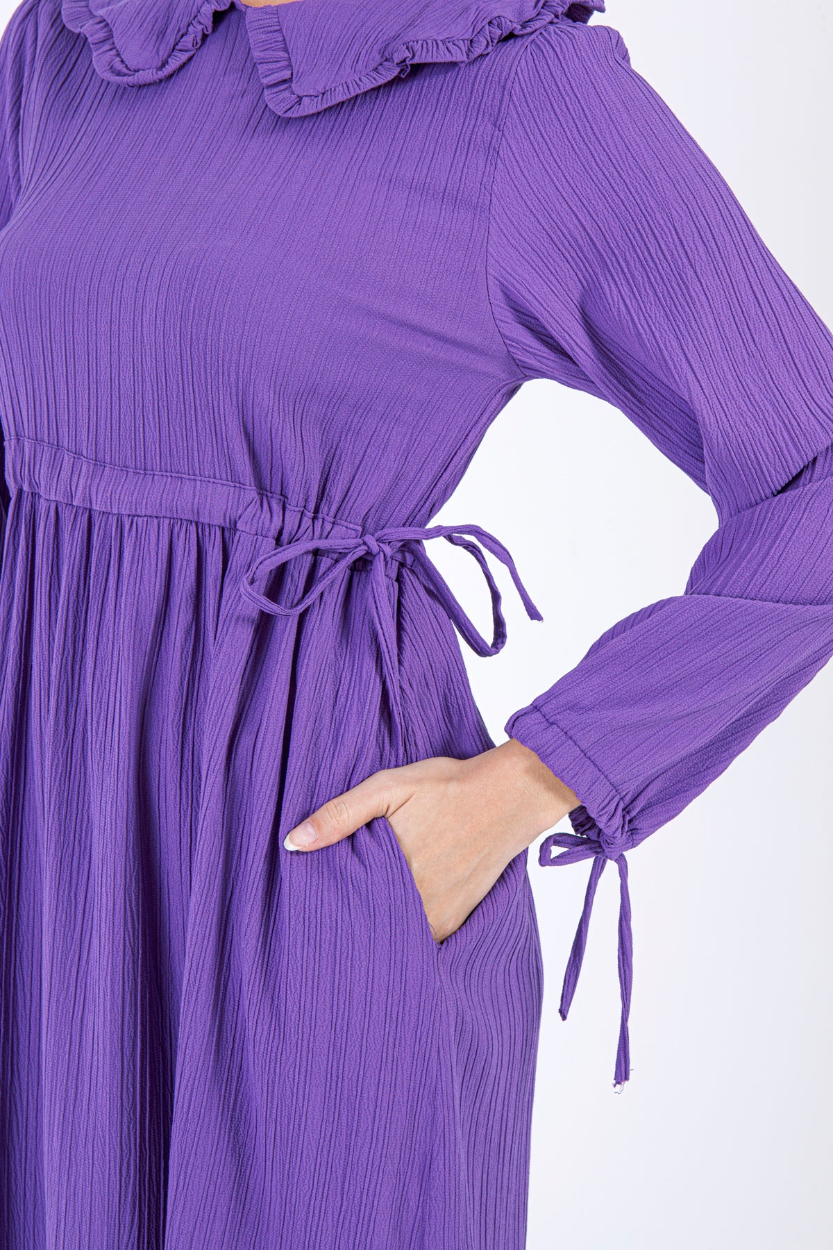 Amira Ruffle Collar Maxi Dress – Purple