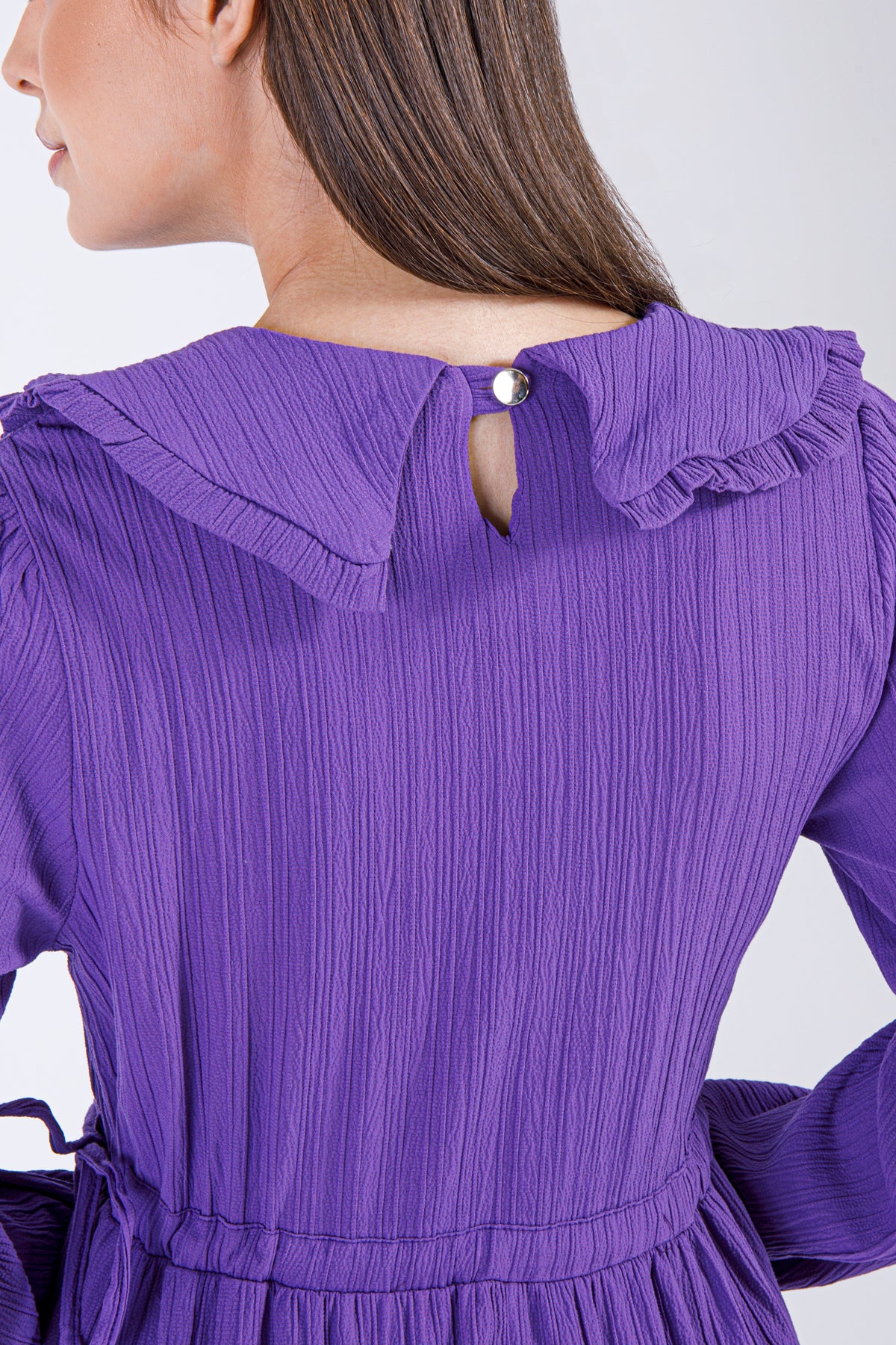 Amira Ruffle Collar Maxi Dress – Purple