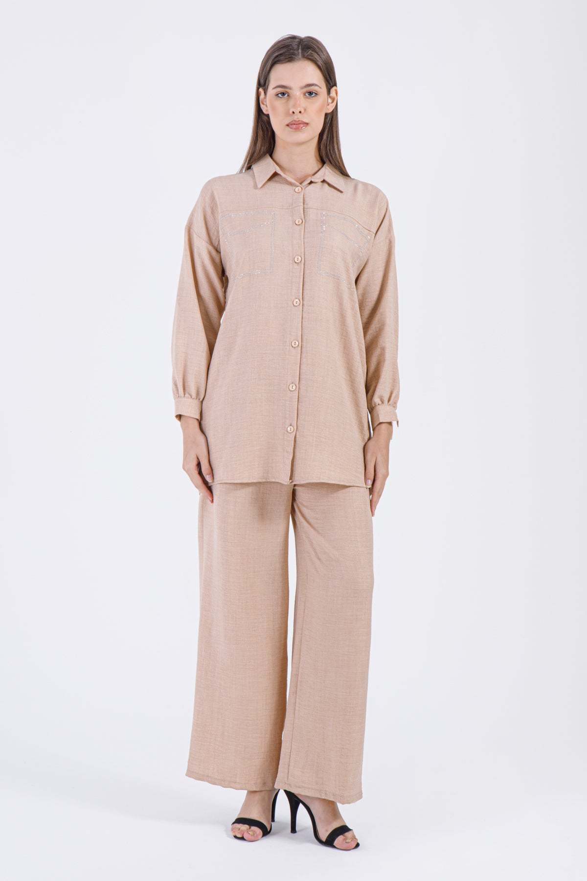 The Luma Button-Down Set – Cappuccino Beige