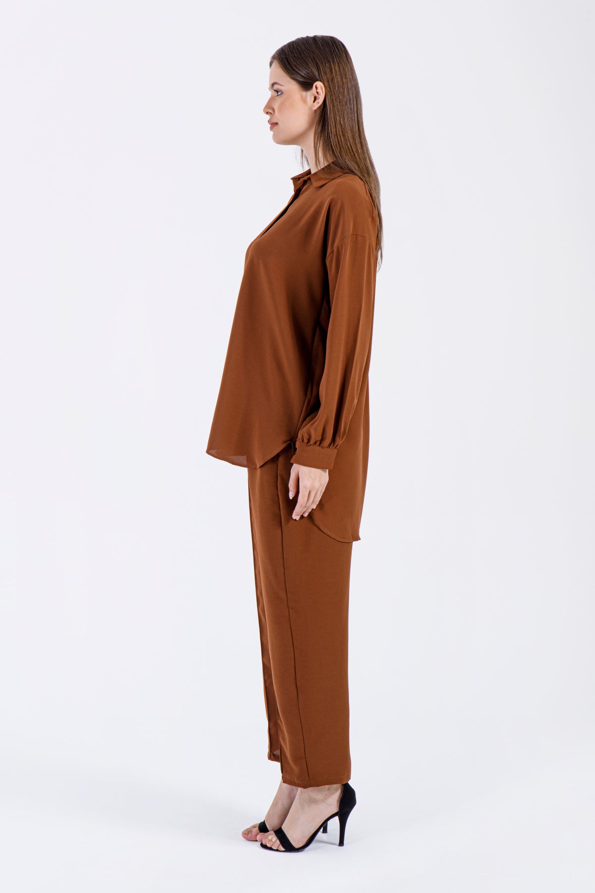 Lina Button-Down Coord Set – Olive Green