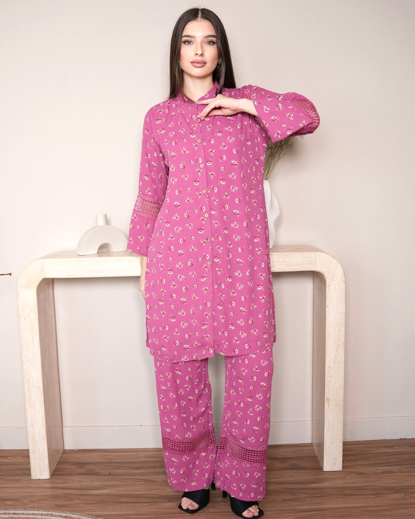 Blush Blossom - Chiffon Coord Set