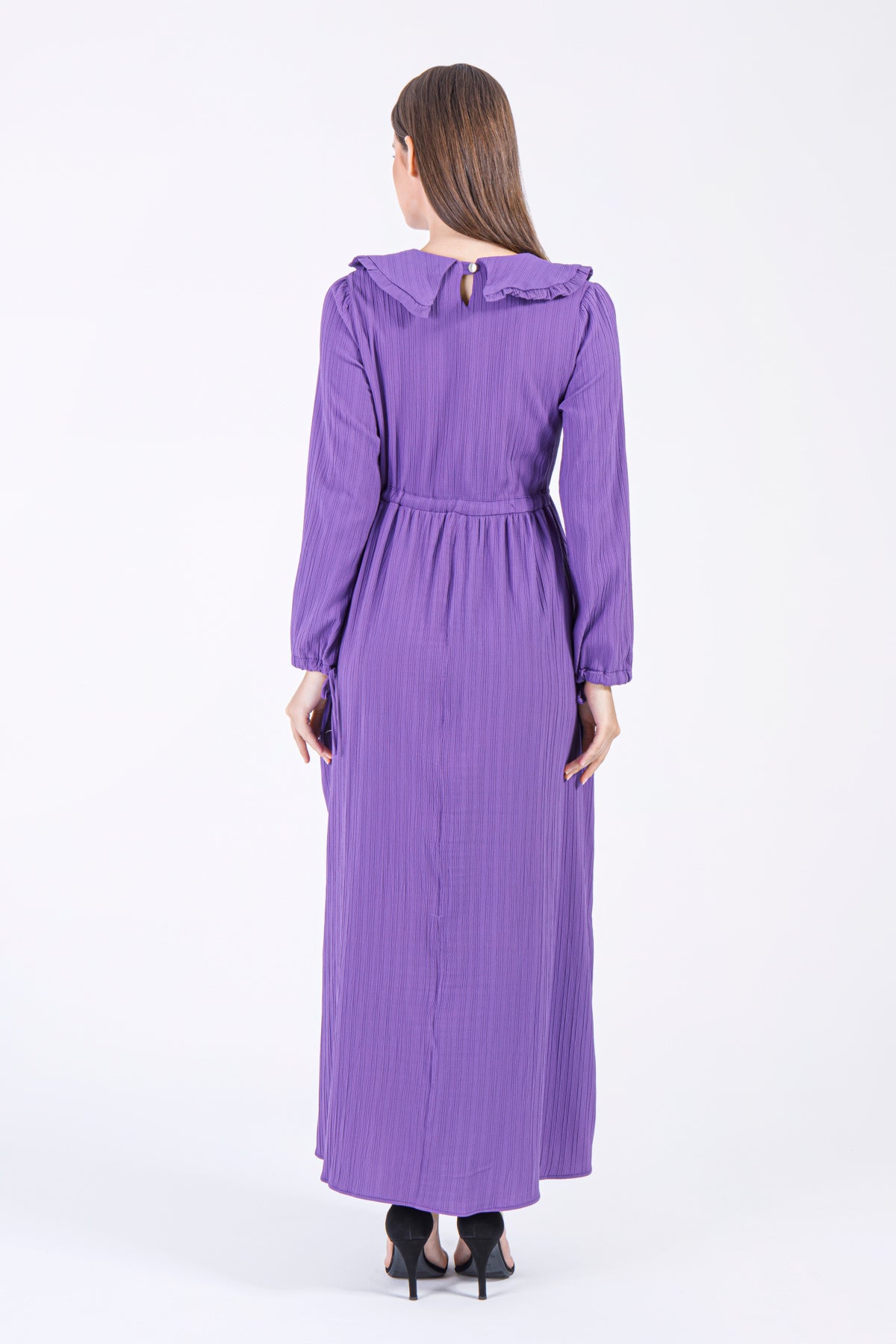 Amira Ruffle Collar Maxi Dress – Purple