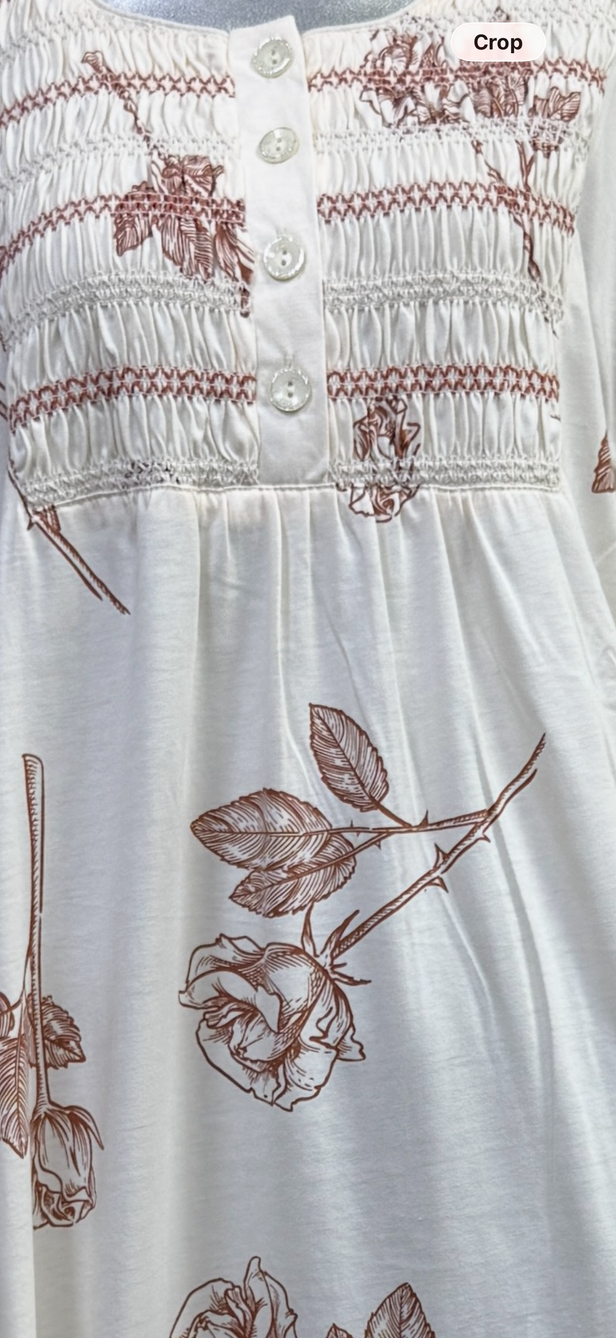 Rosabelle – Soft Ivory Rose Print Nightdress | Women’s Lace Sleepwear