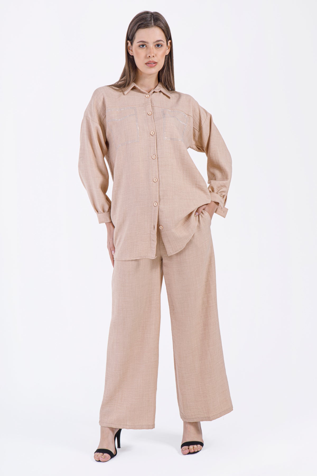 The Luma Button-Down Set – Cappuccino Beige
