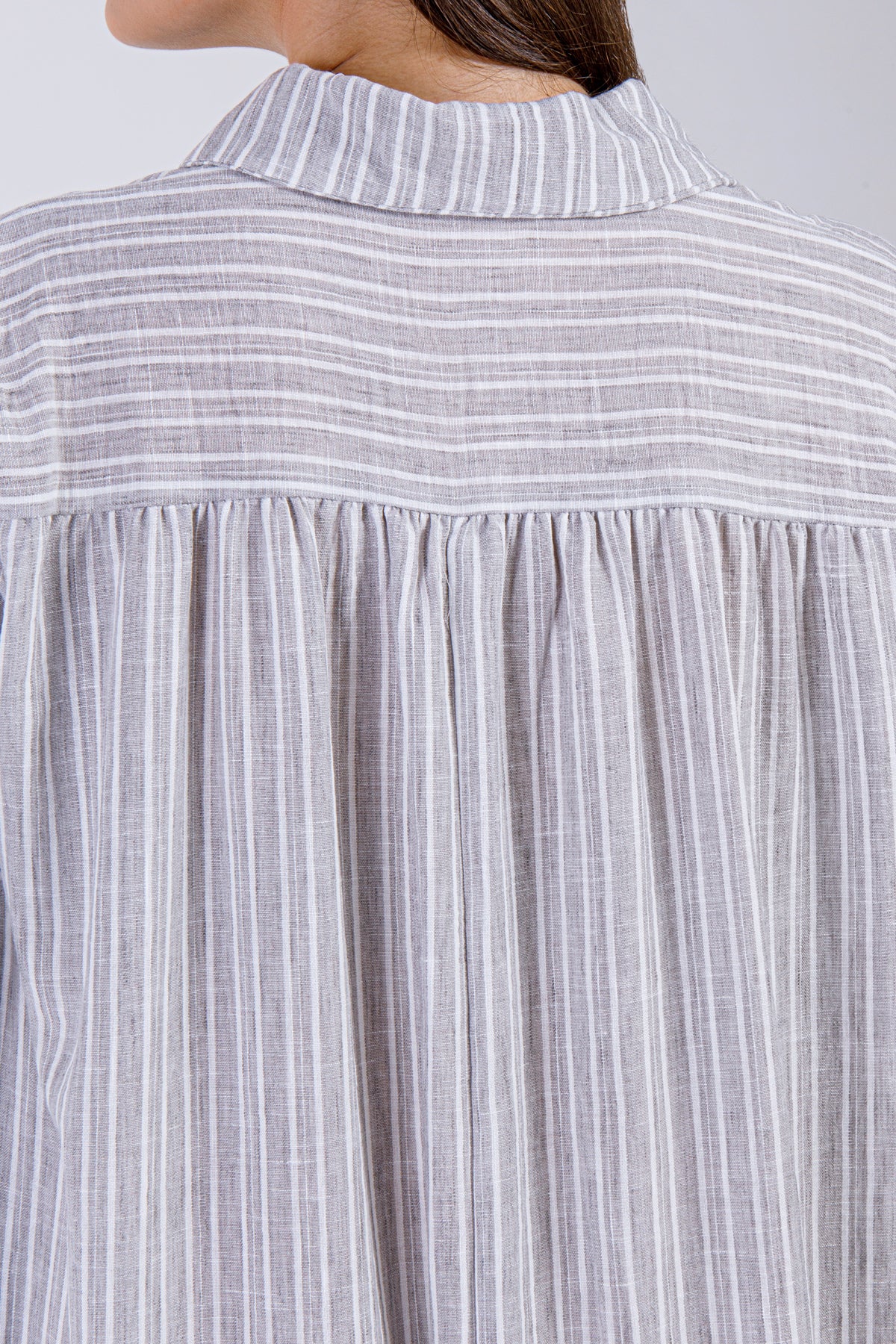Laya Striped Maxi Dress – Soft Grey