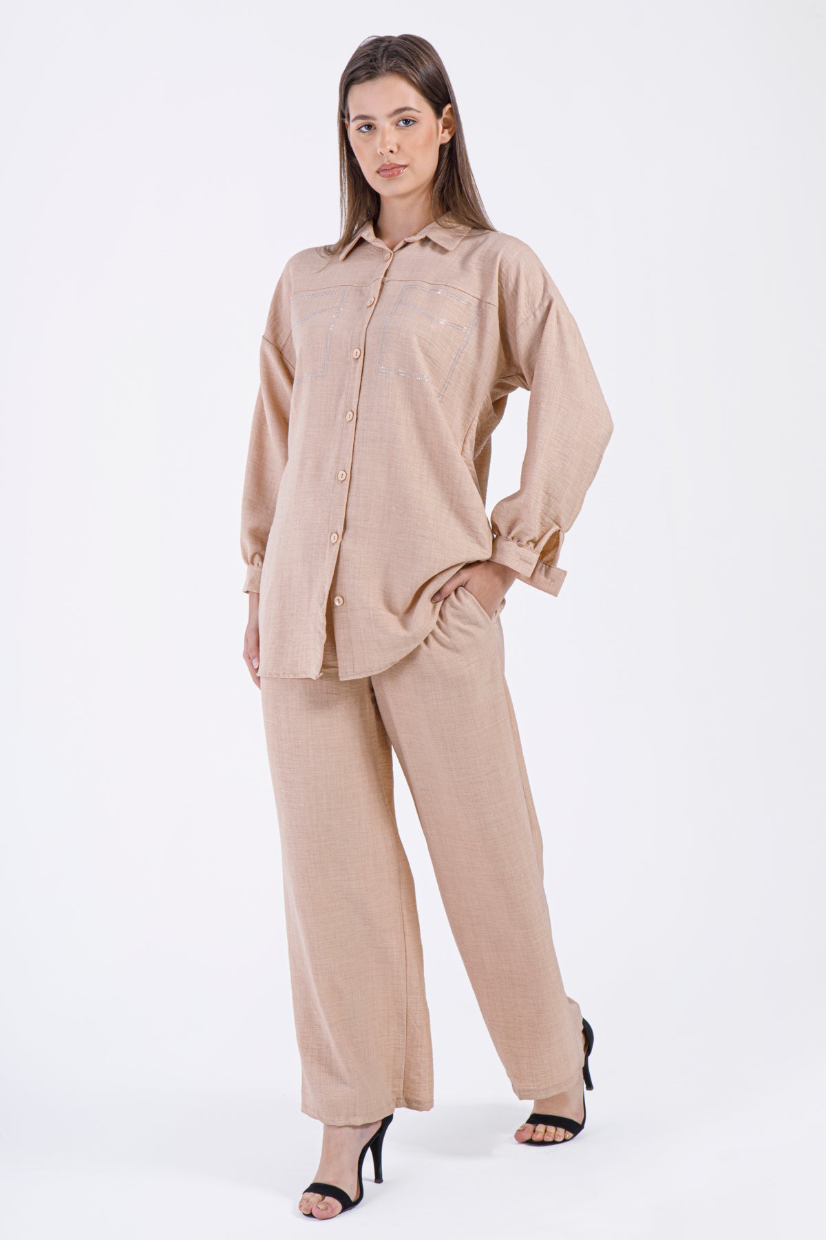 The Luma Button-Down Set – Cappuccino Beige