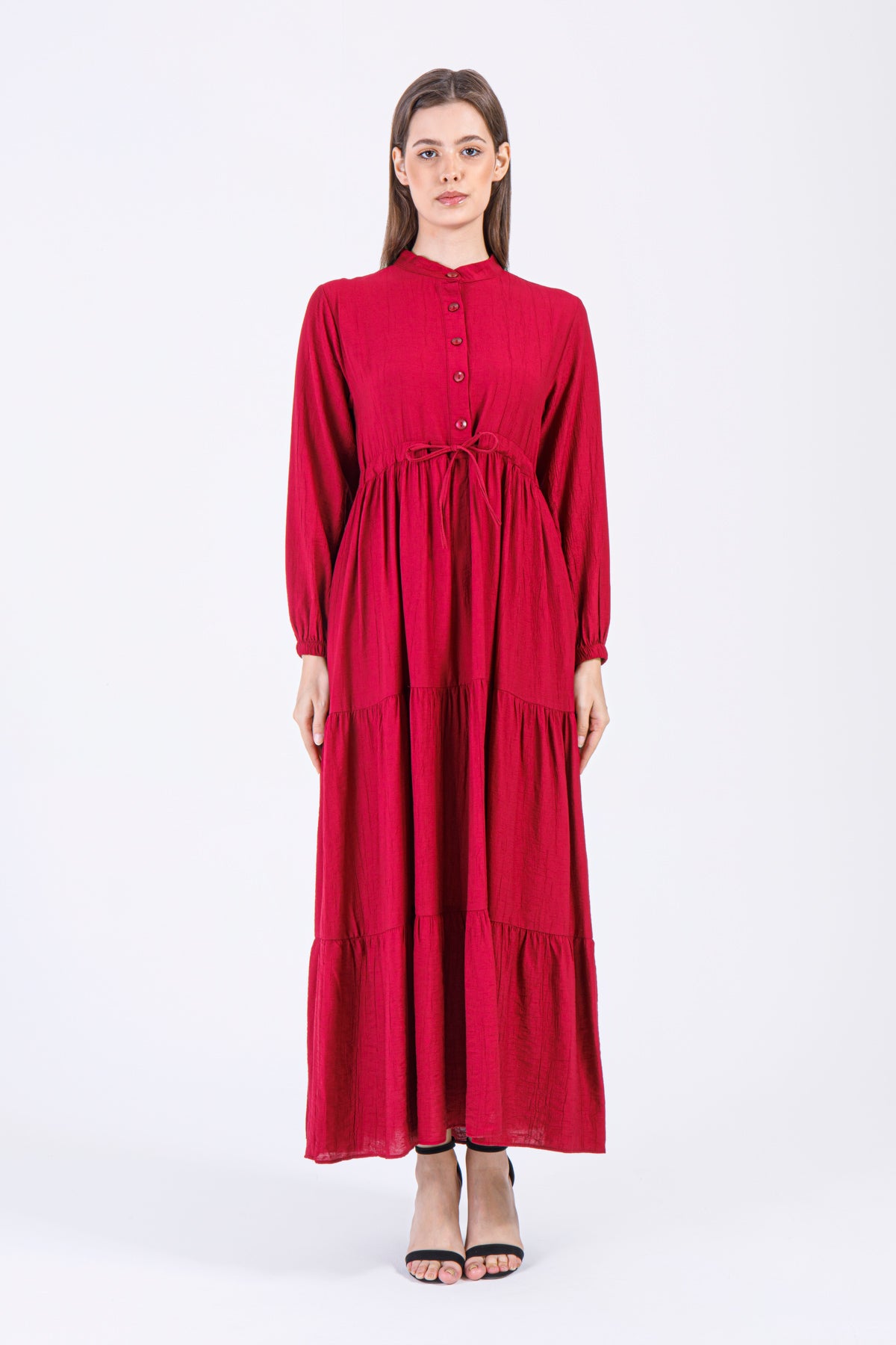 Sahar Tiered Maxi Dress – Ruby Red
