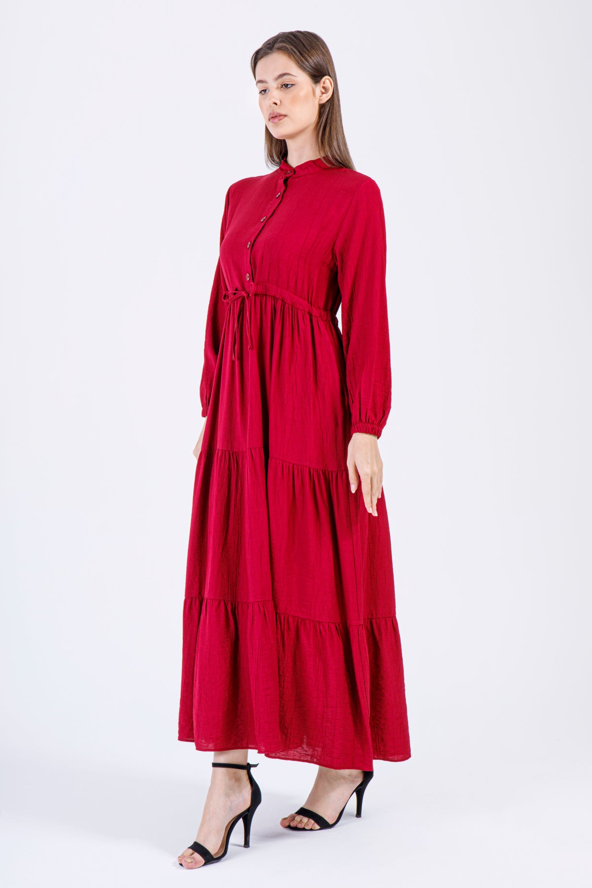 Sahar Tiered Maxi Dress – Ruby Red