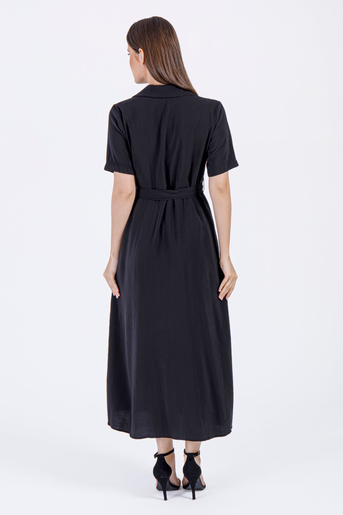 Samha Buttoned Shirt Dress – Black