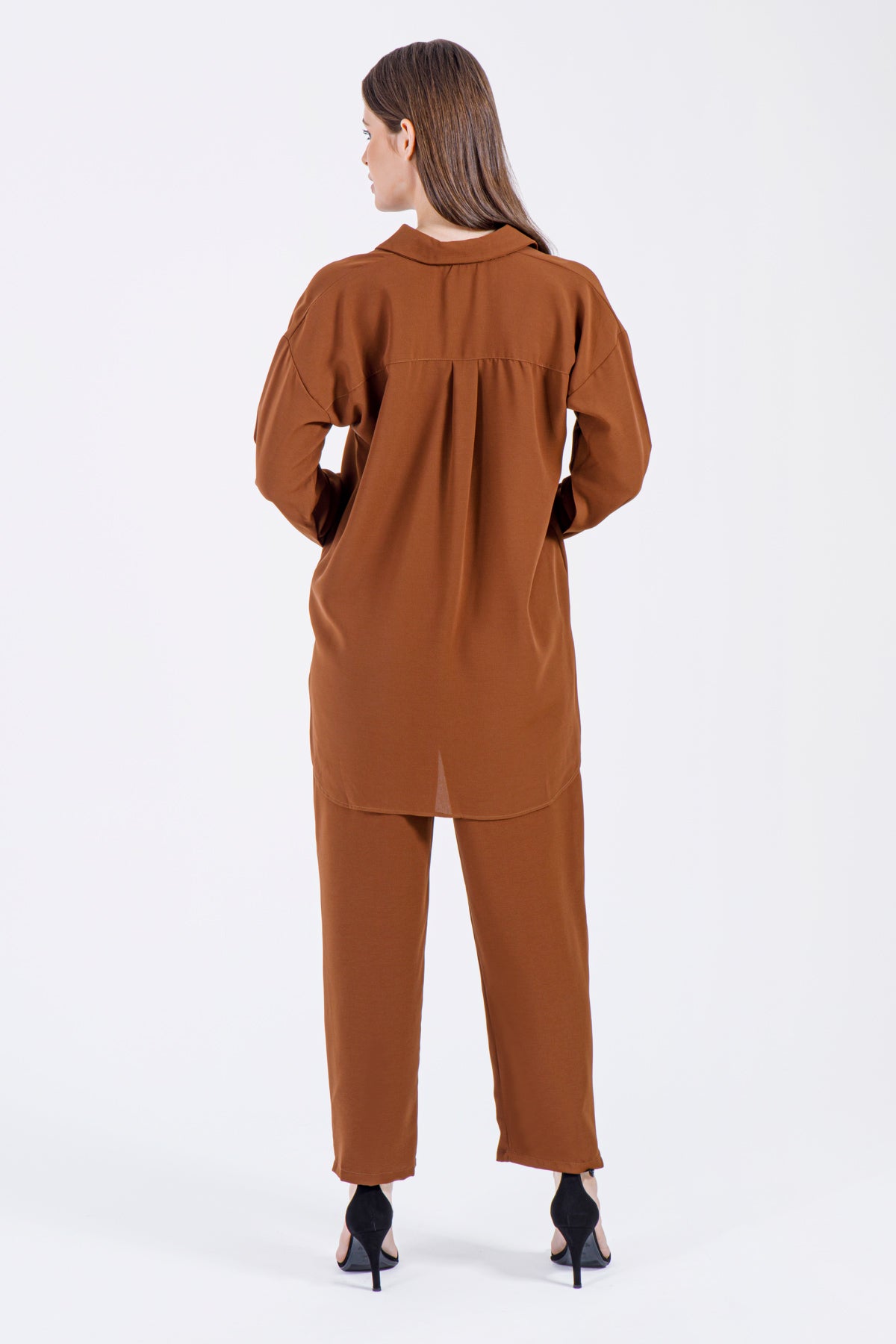 Lina Button-Down Coord Set – Olive Green