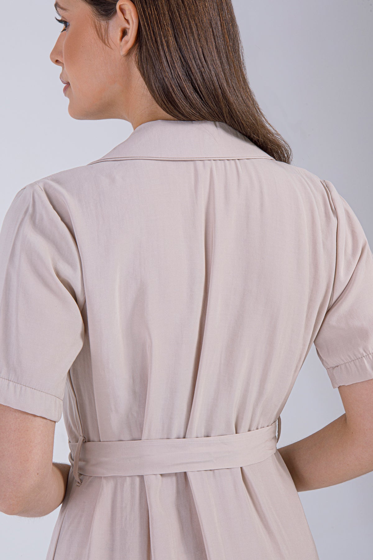 Sahara Button-Down Dress – Beige