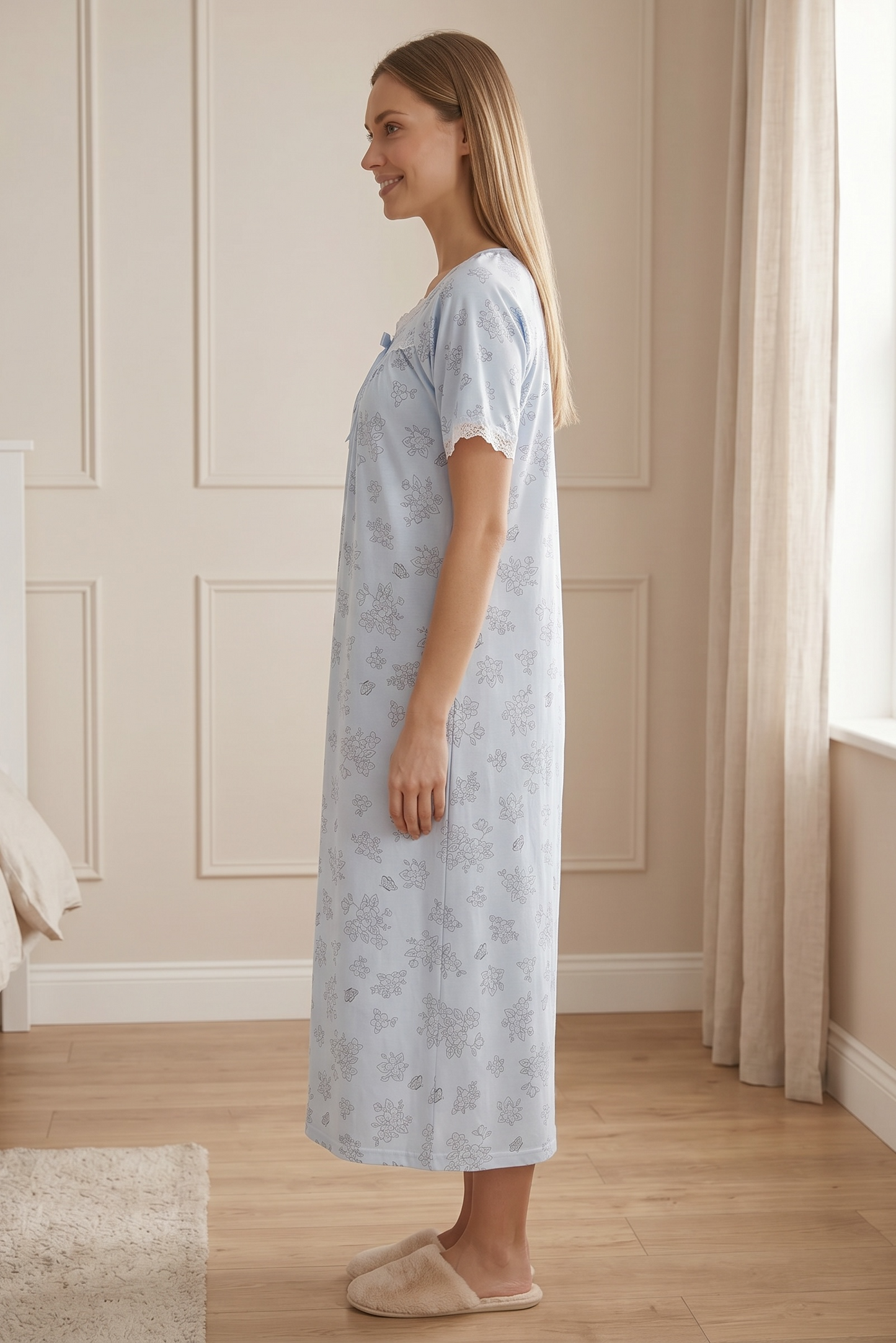 Aveline – Powder Blue Lace Nightdress | Women’s Sleepwear