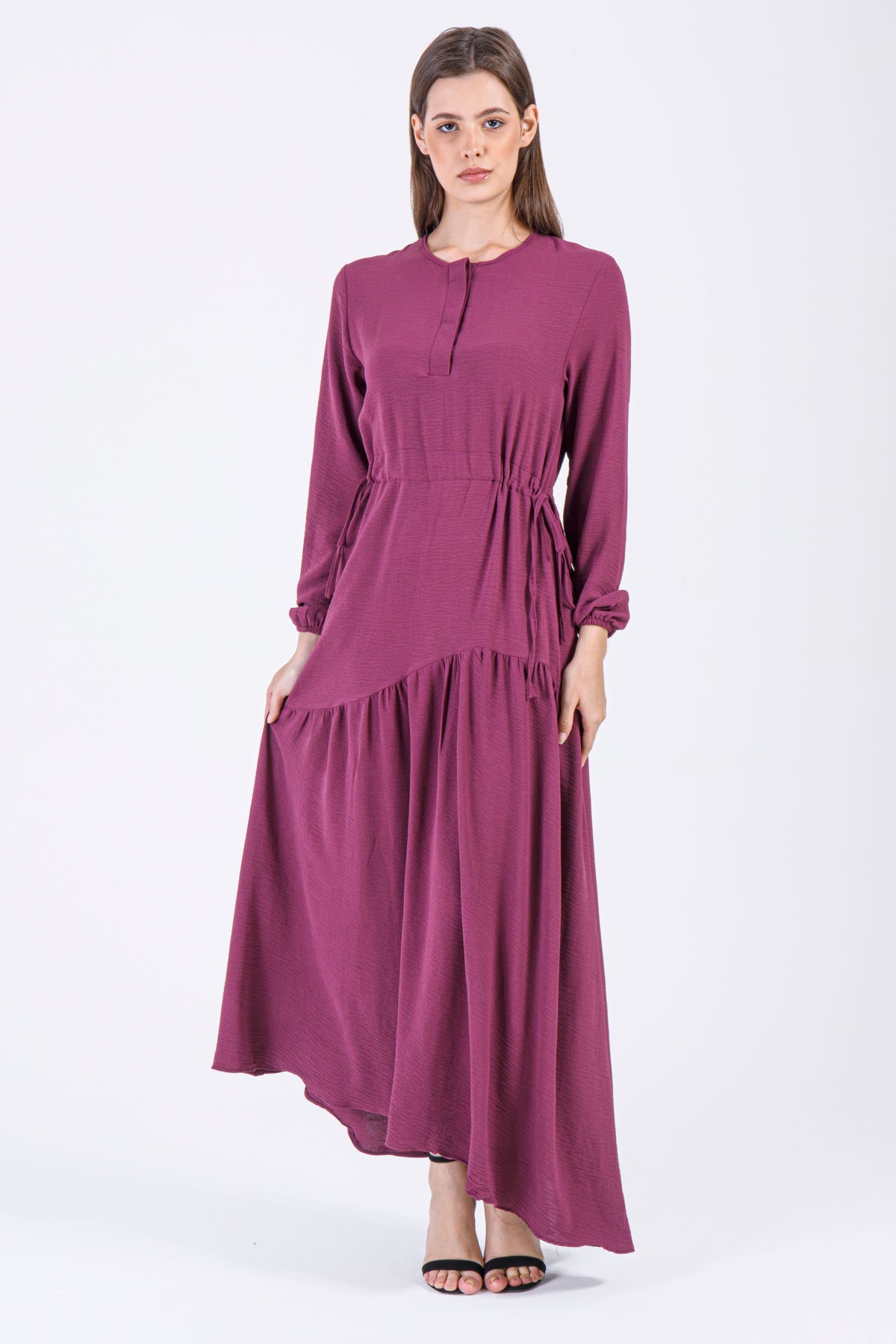 Asya Drawstring Maxi Dress – Plum