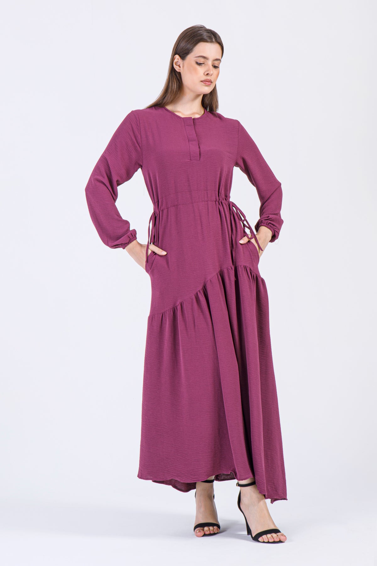Asya Drawstring Maxi Dress Plum Modesity Asya Drawstring Maxi Dress Plum Modesity