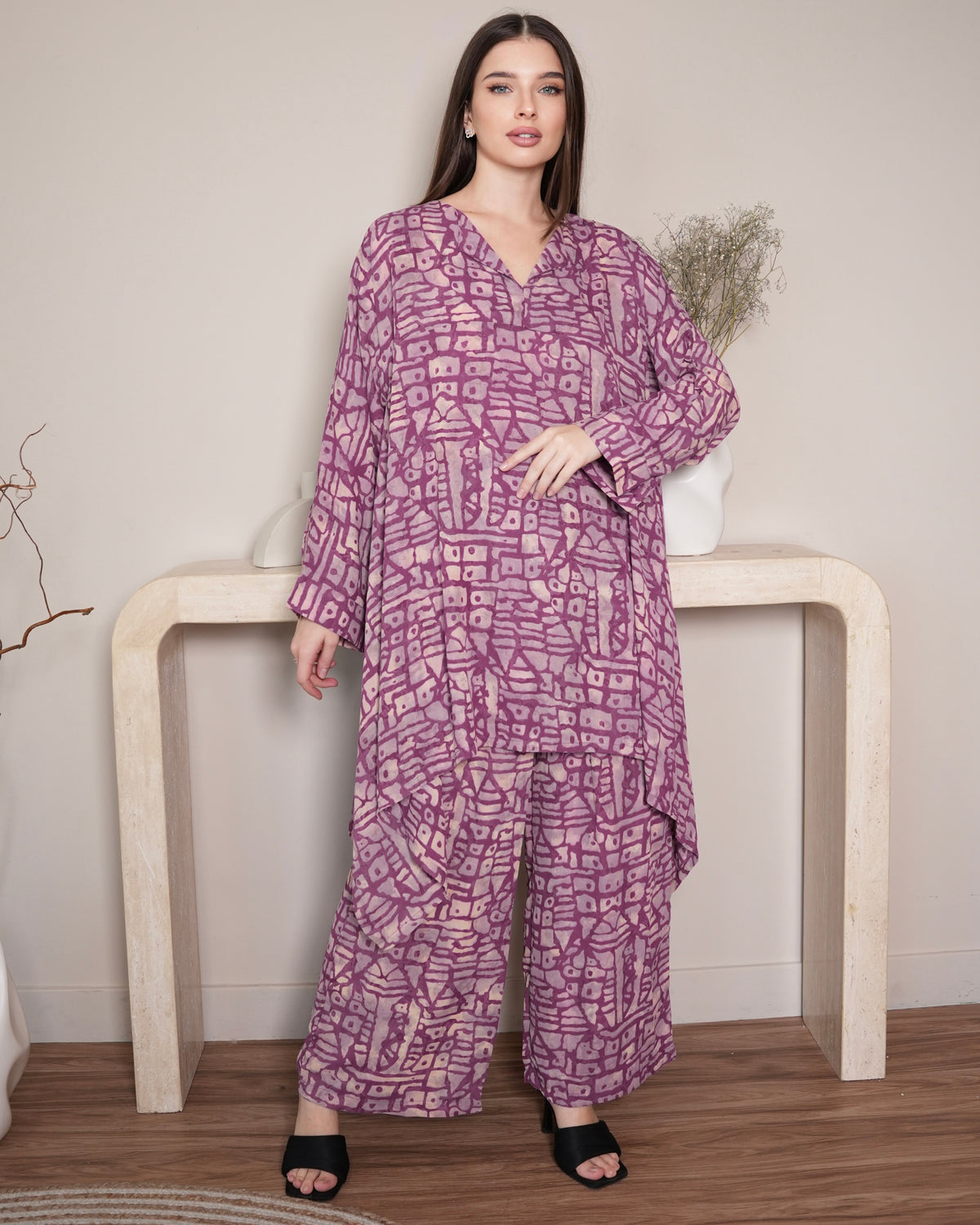 Amethyst Geo Print – Chiffon Co-ord Set