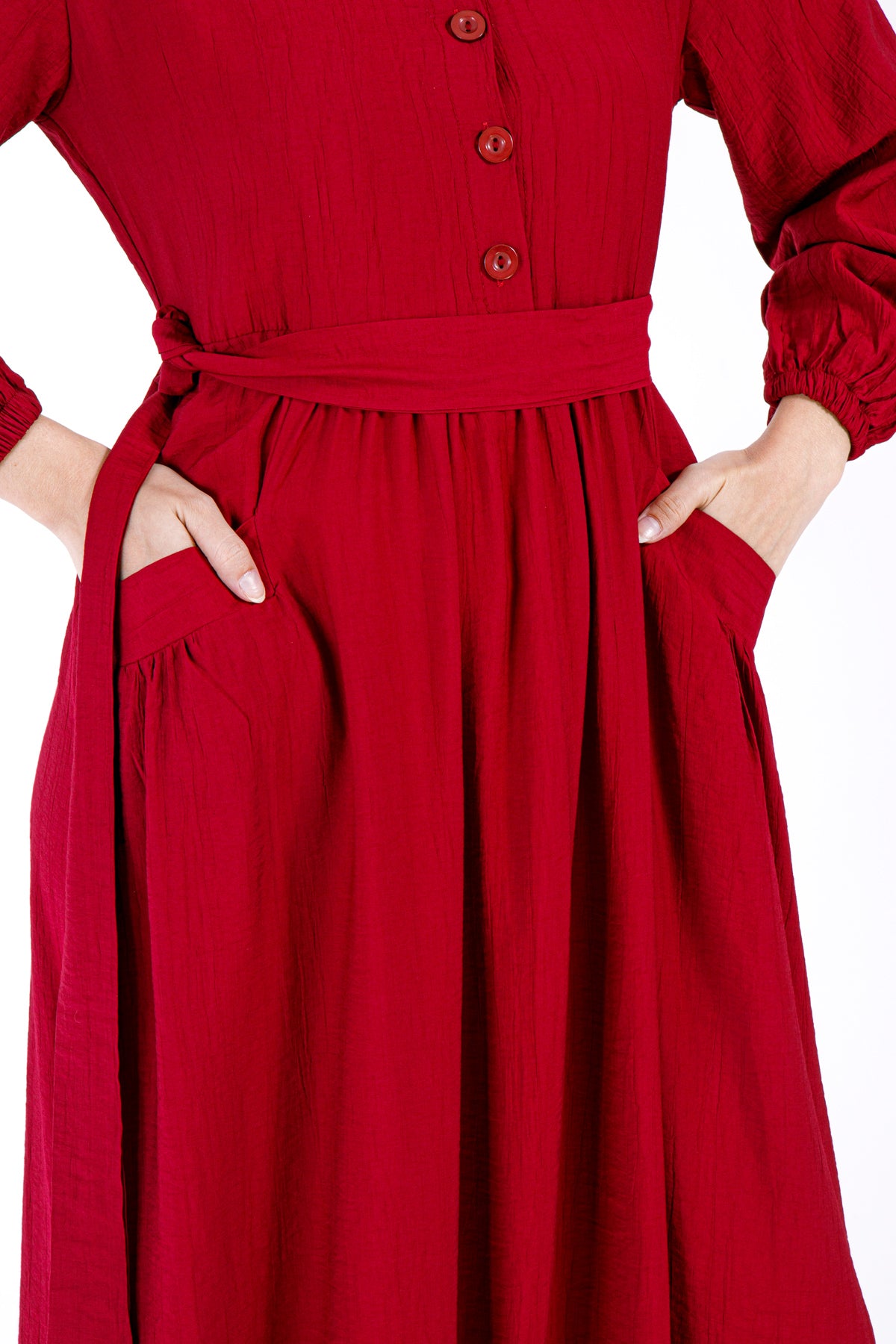 Ruby Elegance Maxi Dress – Deep Red