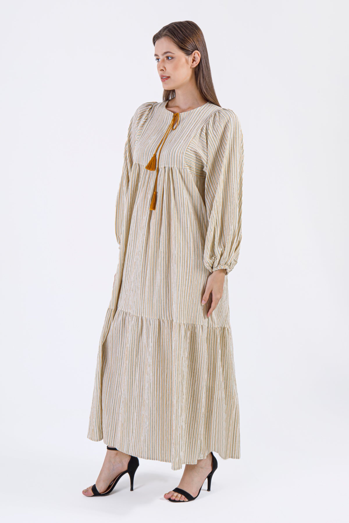 Seraya Tassel Maxi Dress – Golden Beige