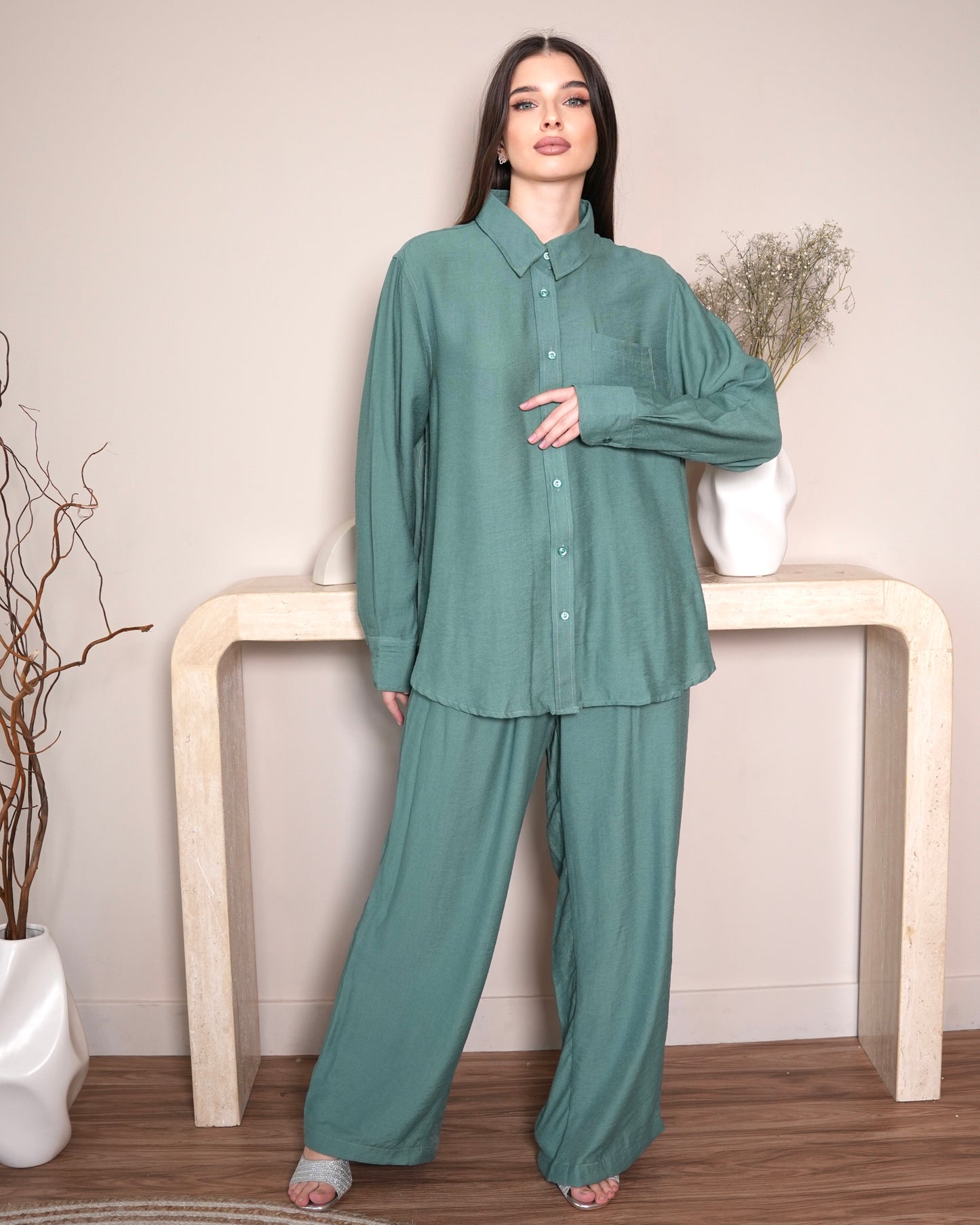 Sage Breeze - Modest Linen Co-Ord Set