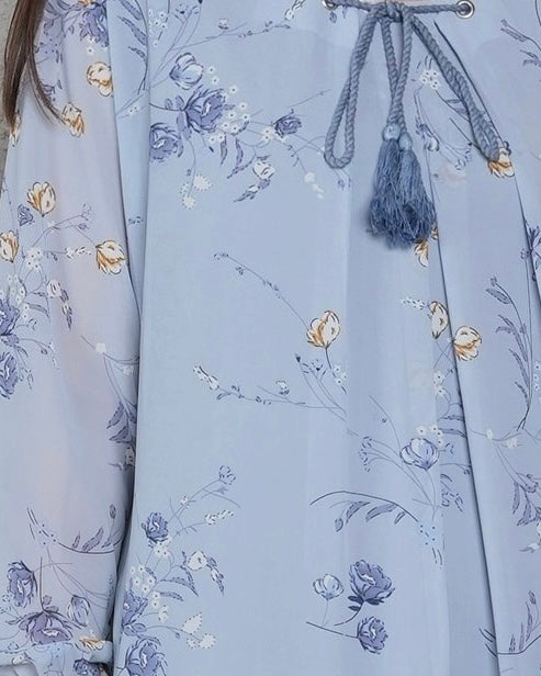 Blue Skies Bouquet - Chiffon printed Co-ord set