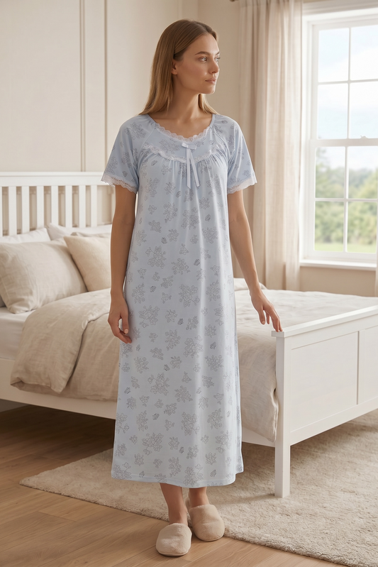 Aveline – Powder Blue Lace Nightdress | Women’s Sleepwear