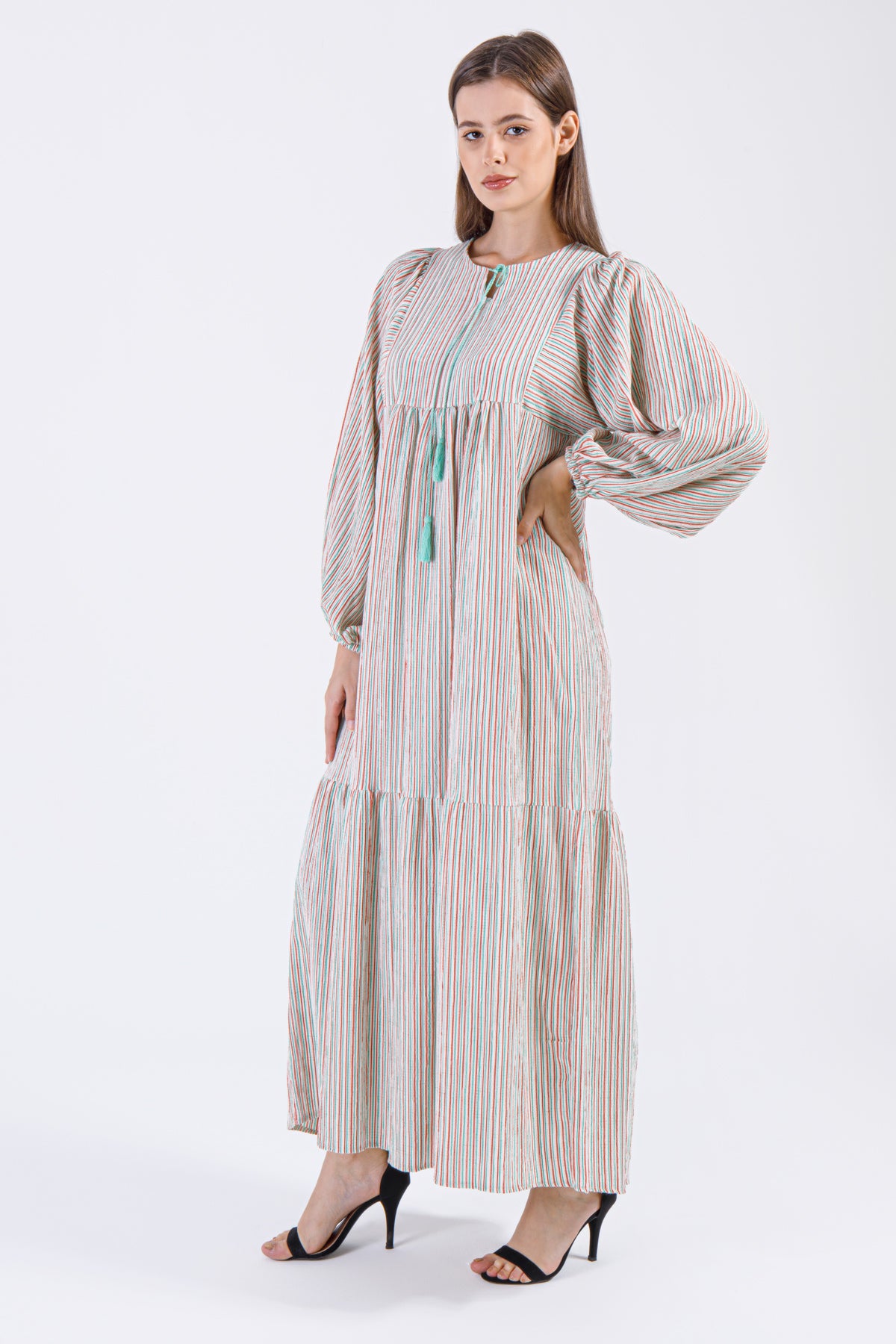 Layla Maxi Dress – Cream with Multicolor Stripes