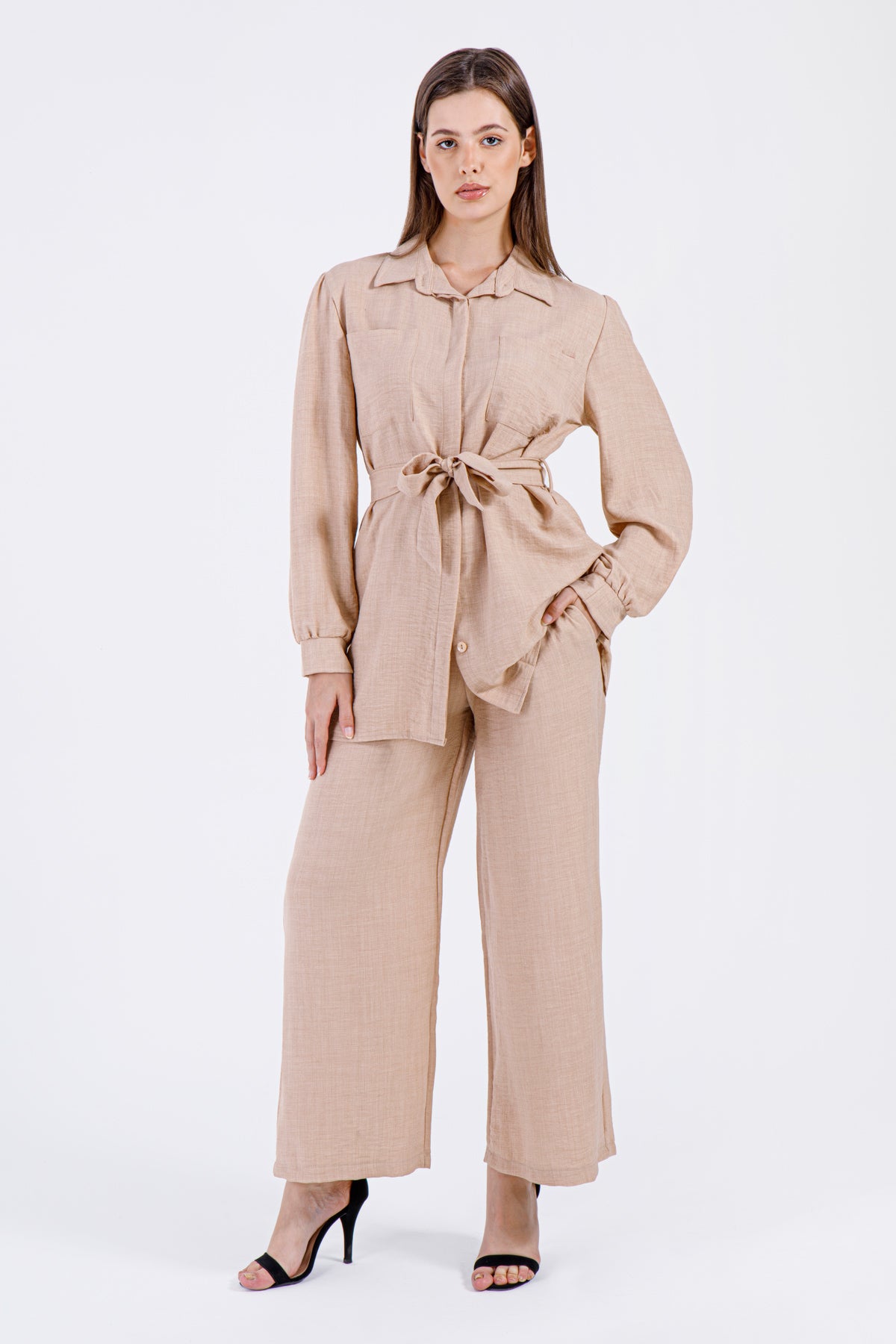 Sahar Co-Ord Set – Beige Elegance