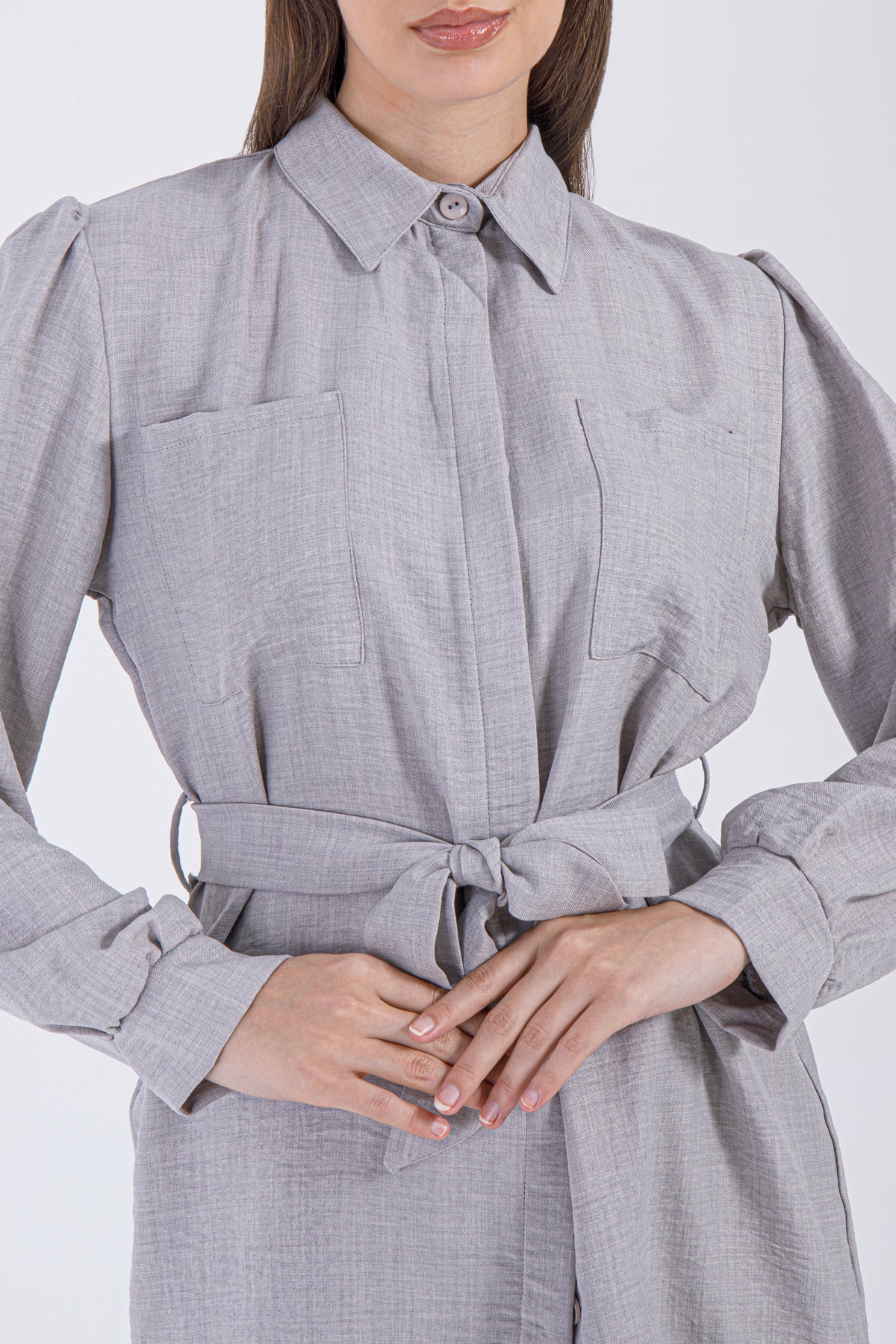 Elira Belted Set – Dove Grey