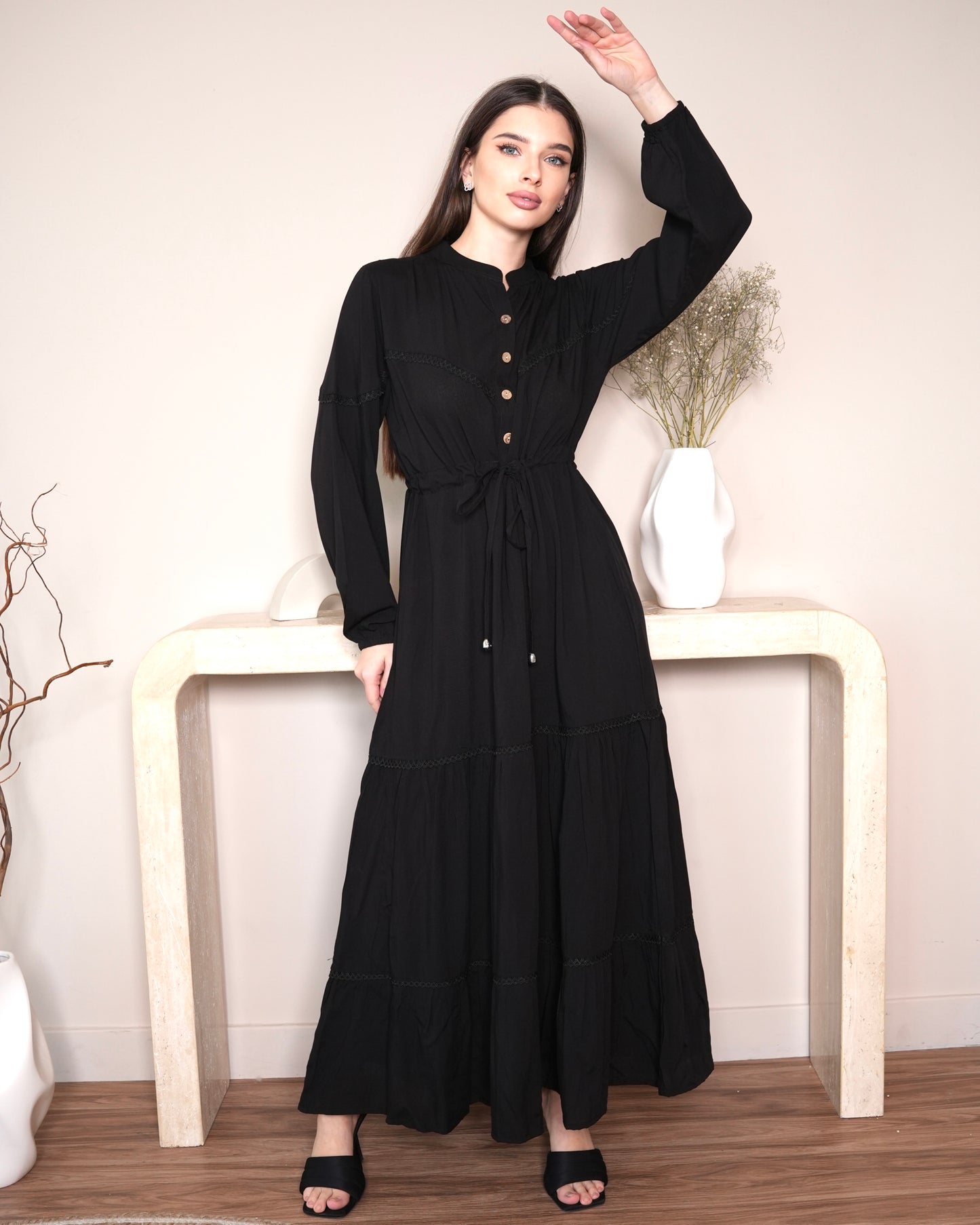 Sofia Dark Blossom - Black Maxi Dress