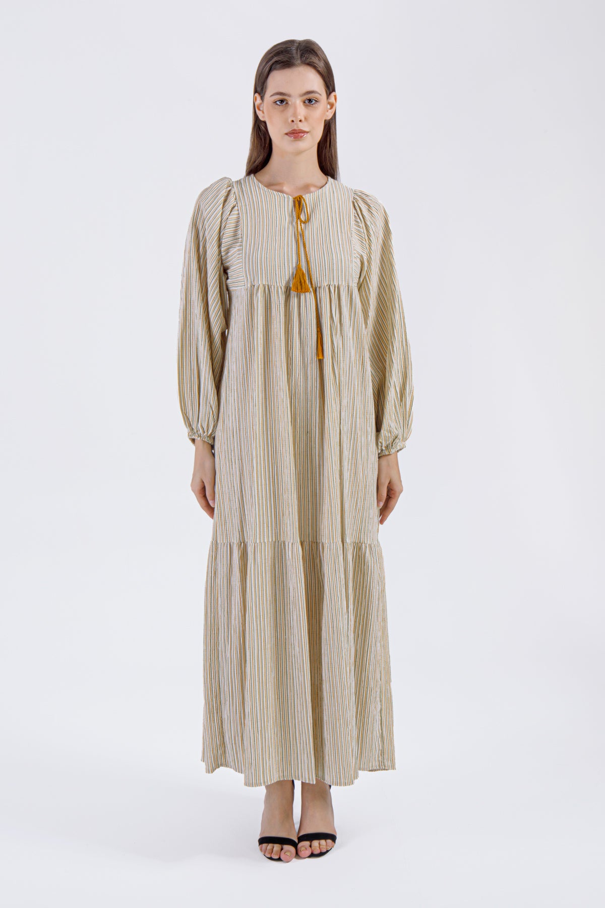 Seraya Tassel Maxi Dress – Golden Beige