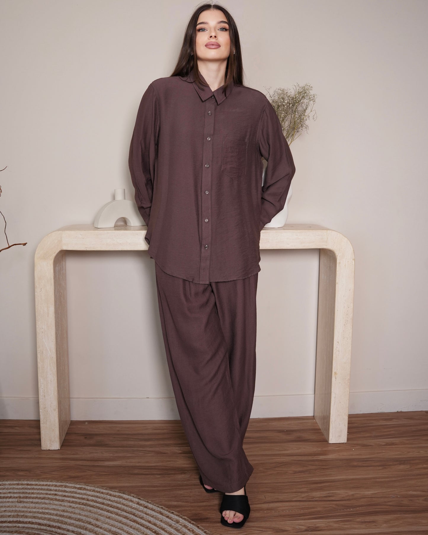 Sable Luxe - Dark brown Linen Co-ord Set