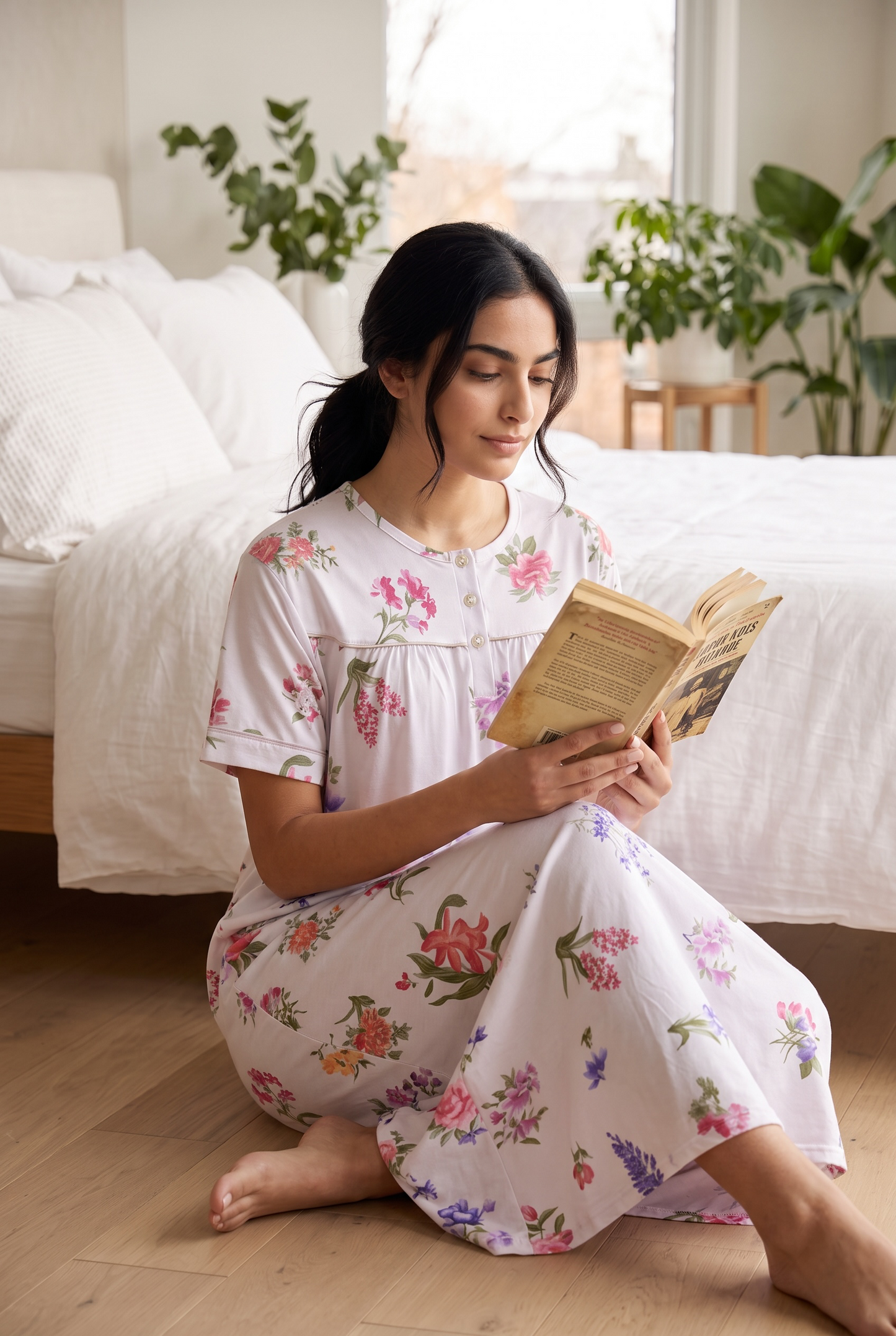 Florina – Soft White Floral Nightdress | Women’s Lace Sleepwear