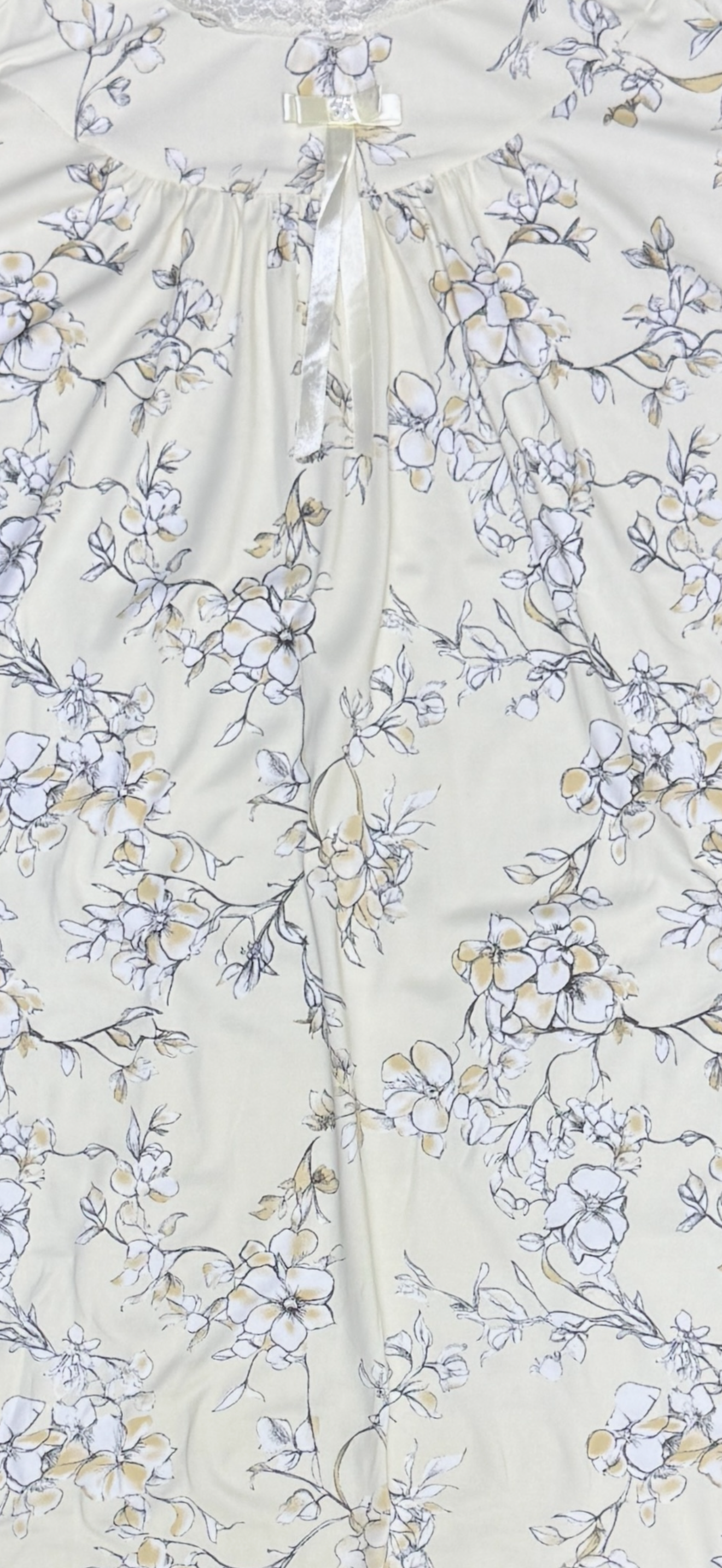 Marielle – Soft Ivory Floral Nightdress | Women's Lace Sleepwear