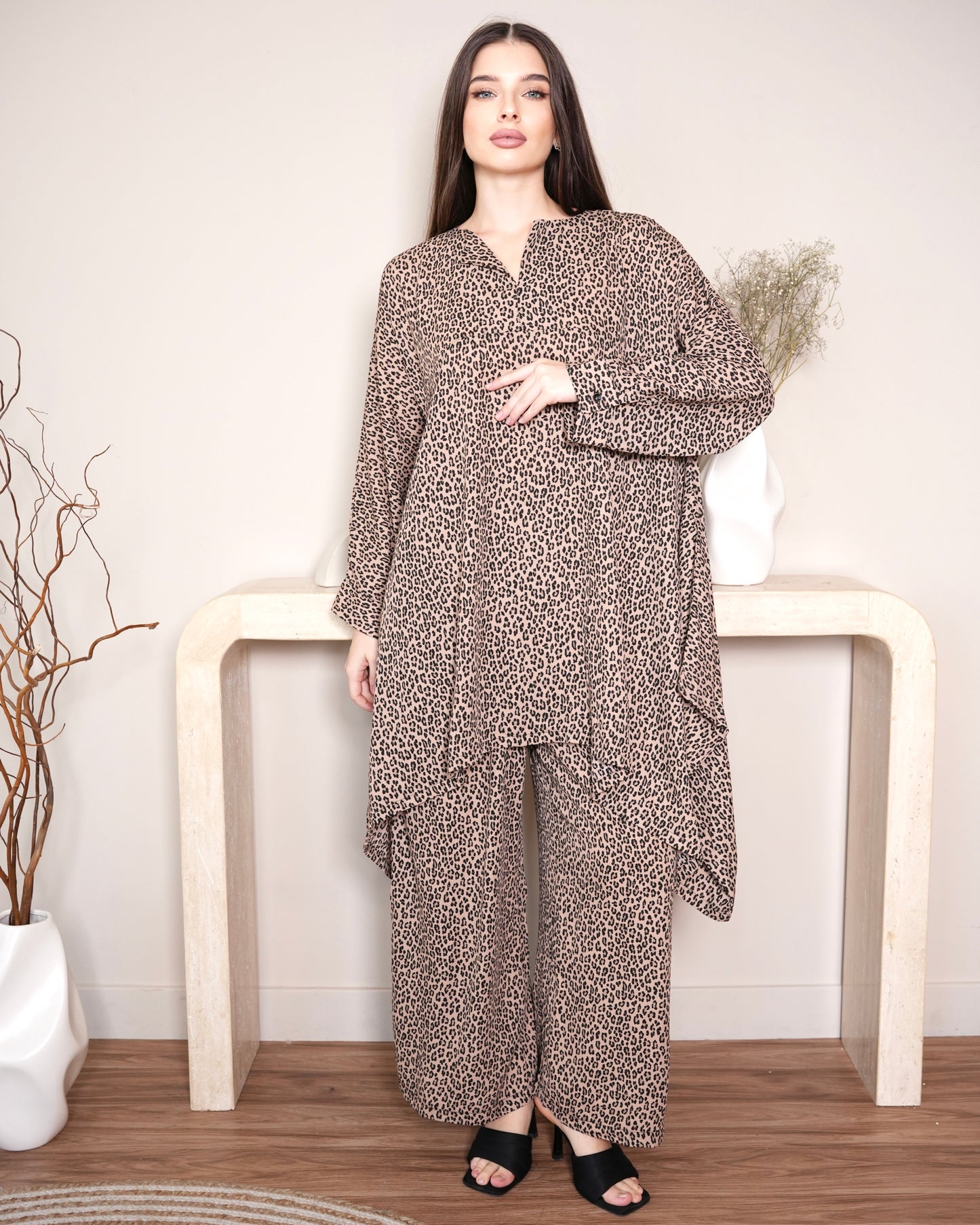 Savannah Charm - Leopard Print Modest Co-Ord Set