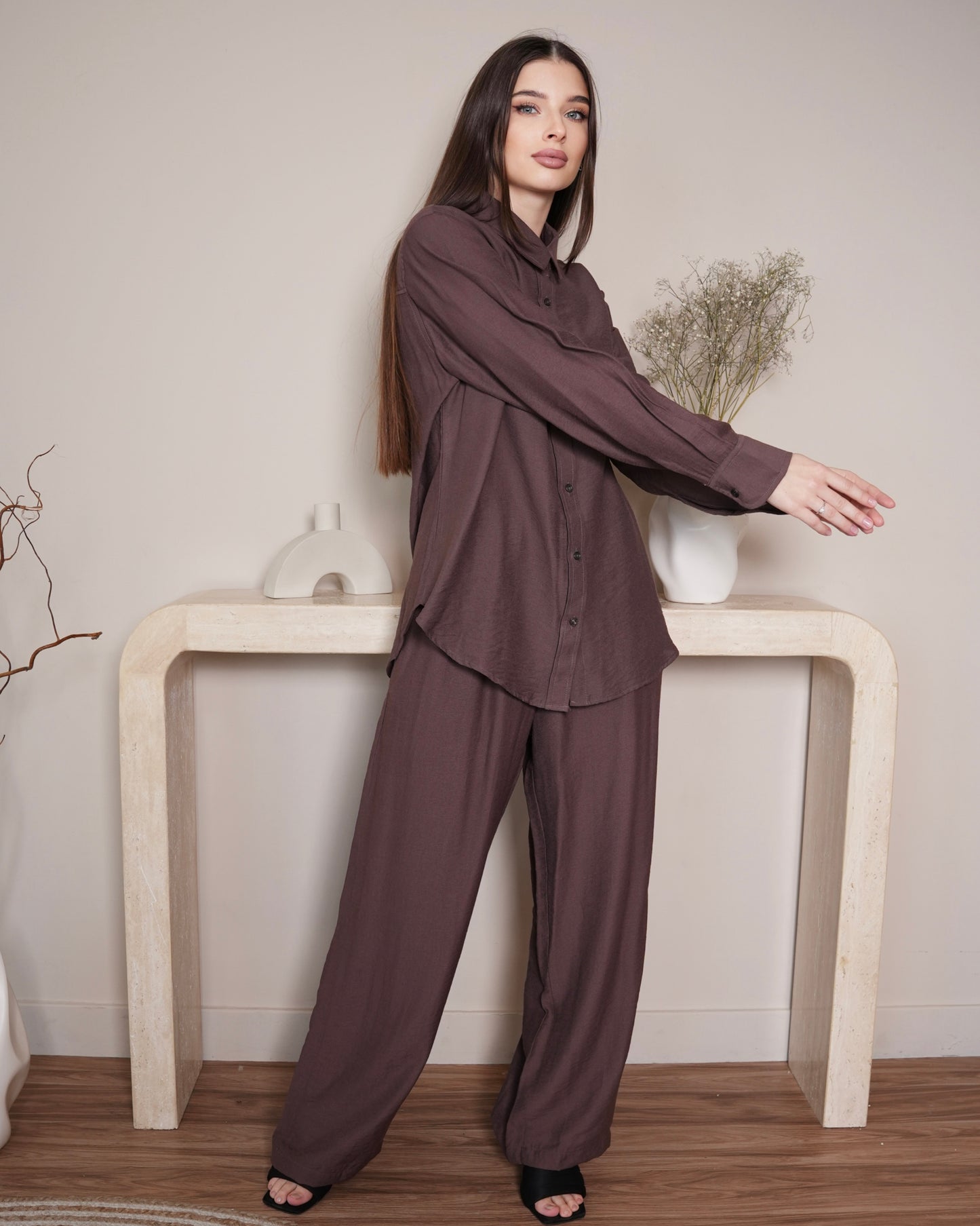 Sable Luxe - Dark brown Linen Co-ord Set