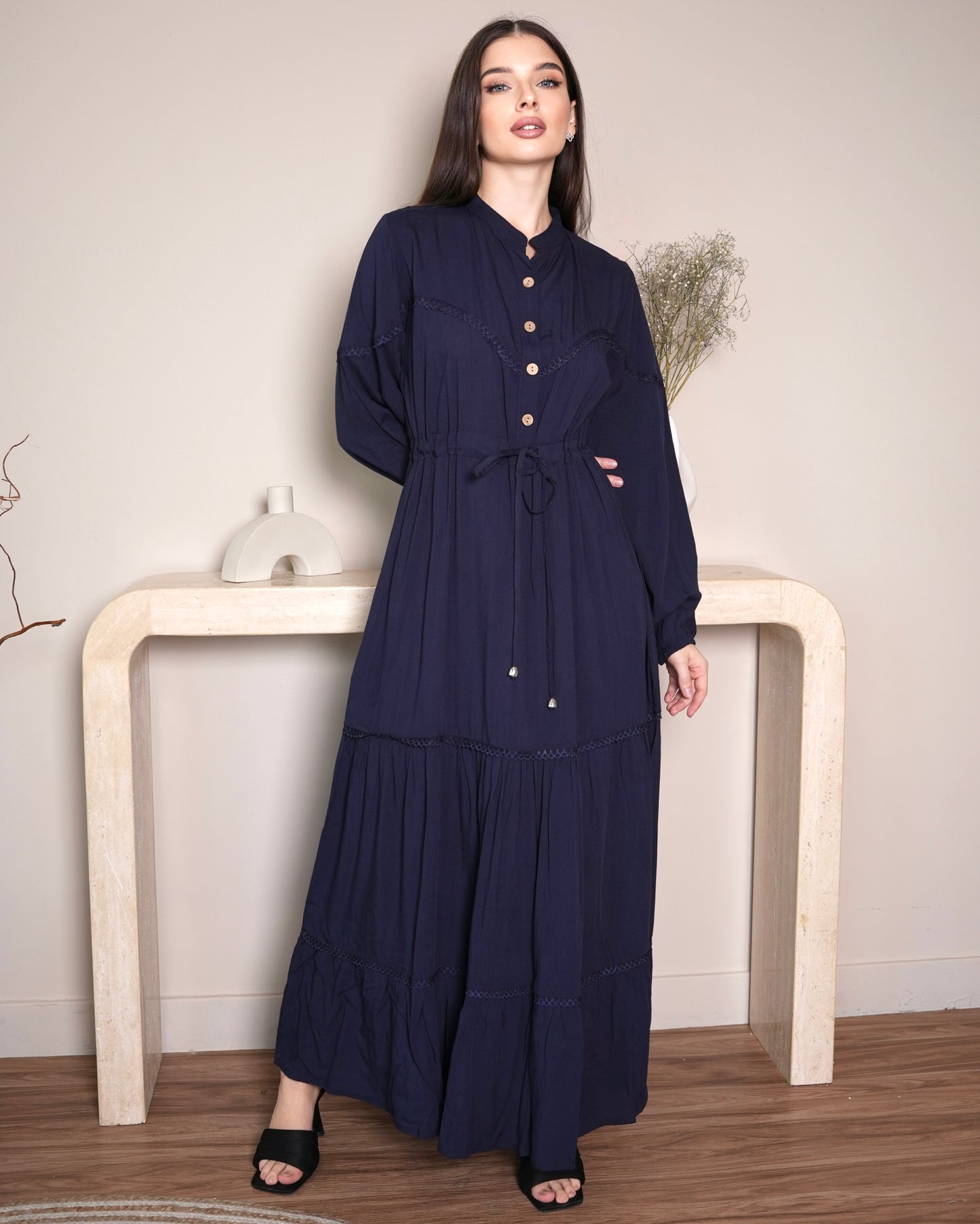 Midnight Charm - Navy-Blue Maxi Dress