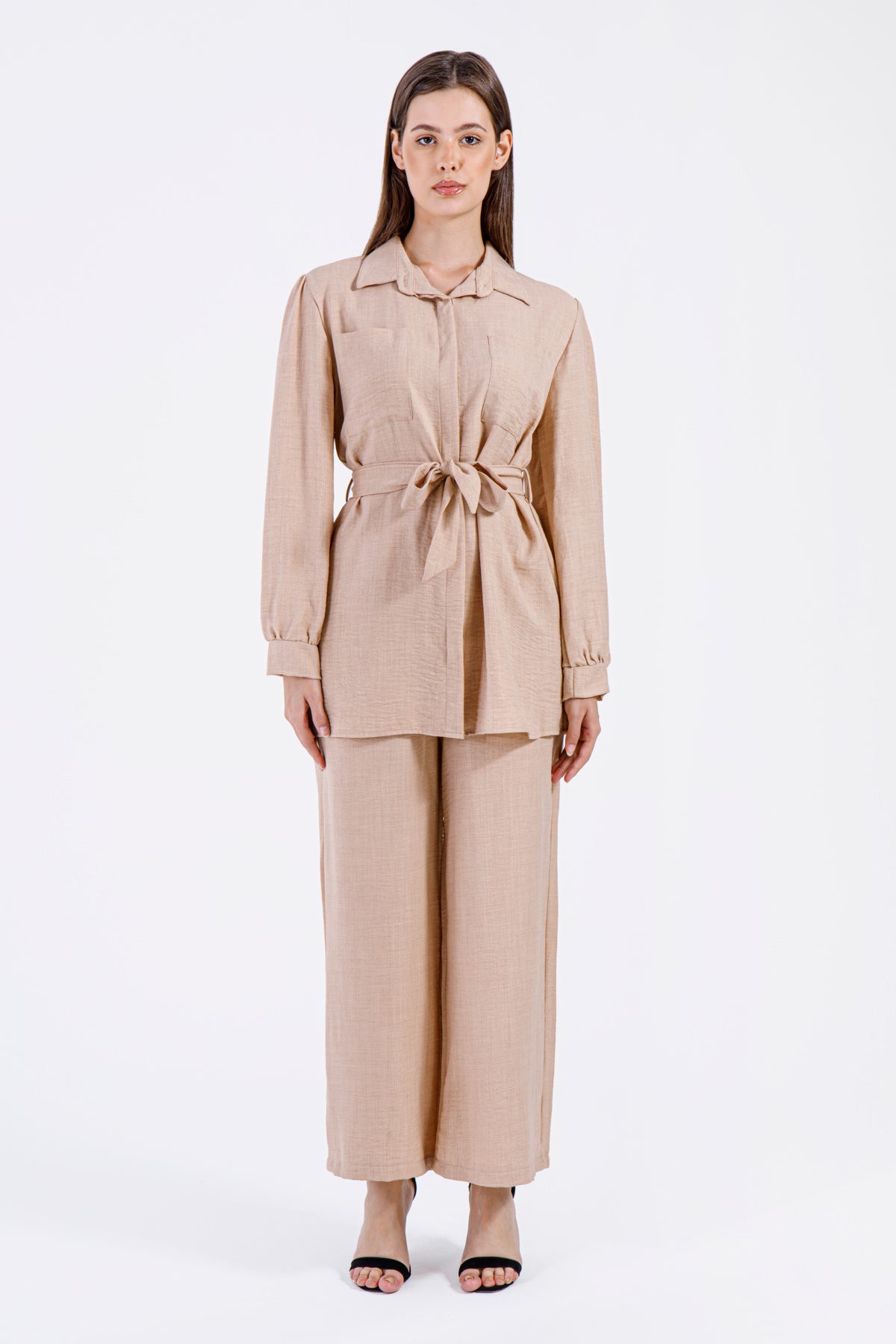 Sahar Co-Ord Set – Beige Elegance